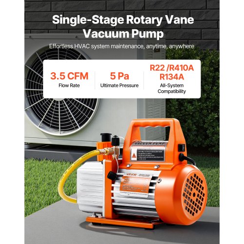 Vakuumpump 100 L/min HVAC Enstegs roterande lamellvakuumpump med olja