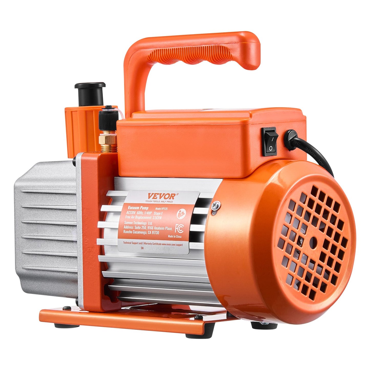 3,5 CFM HVAC einstufige Drehschieber-Vakuumpumpe und Verteiler-Messkit, kompatibel mit den Kältemitteln R134a, R22, R12 und R502
