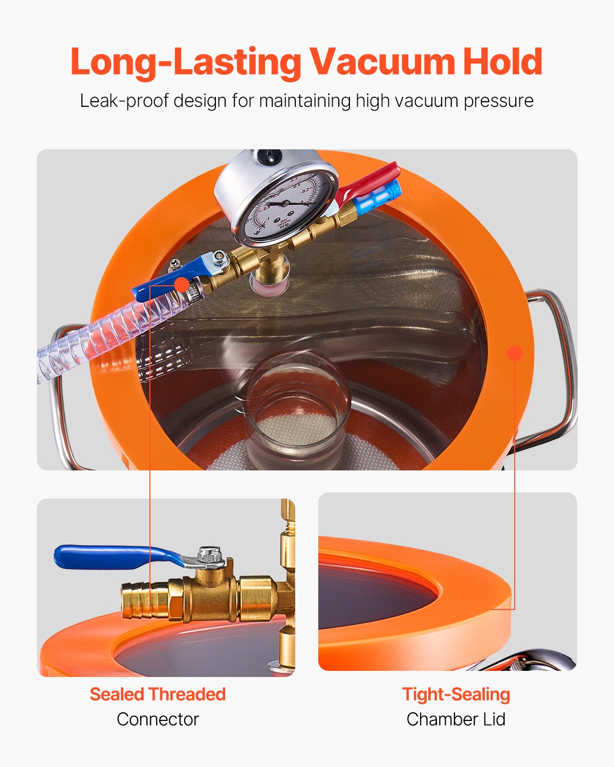 5 gallon vakuumkammare 3.5CFM enstegs pumpavgasningskammaresats