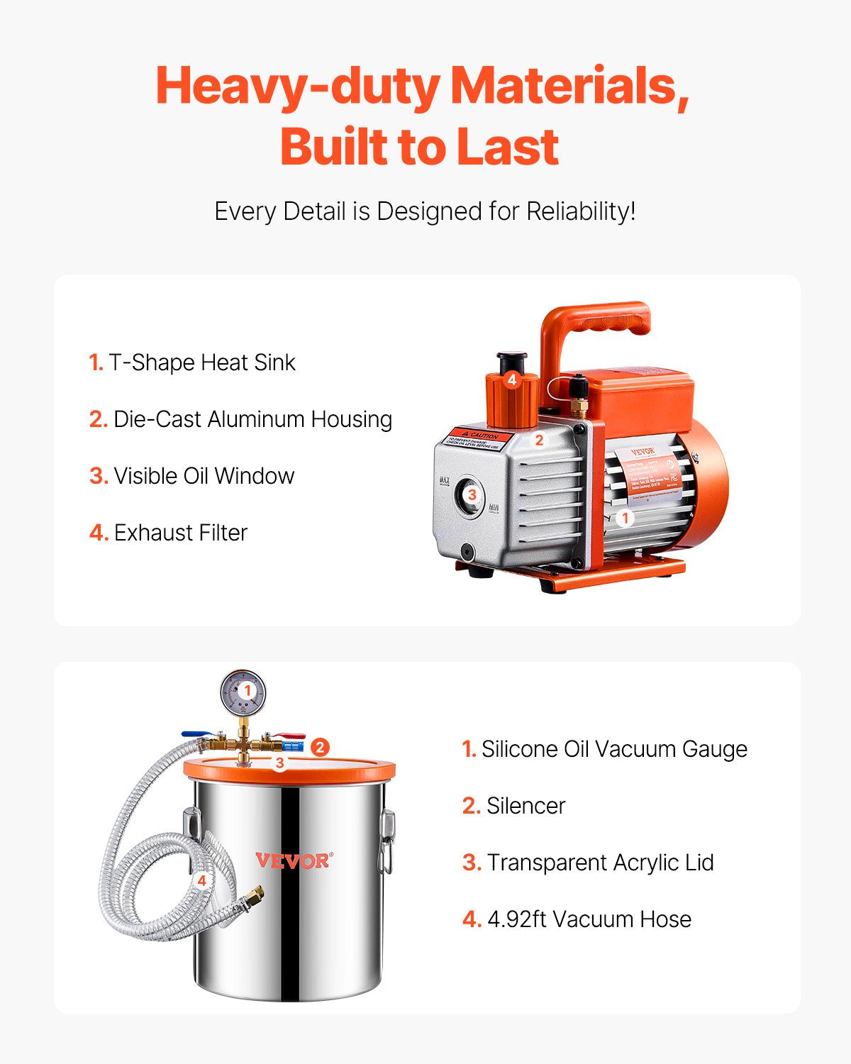 5 gallon vakuumkammare 3.5CFM enstegs pumpavgasningskammaresats