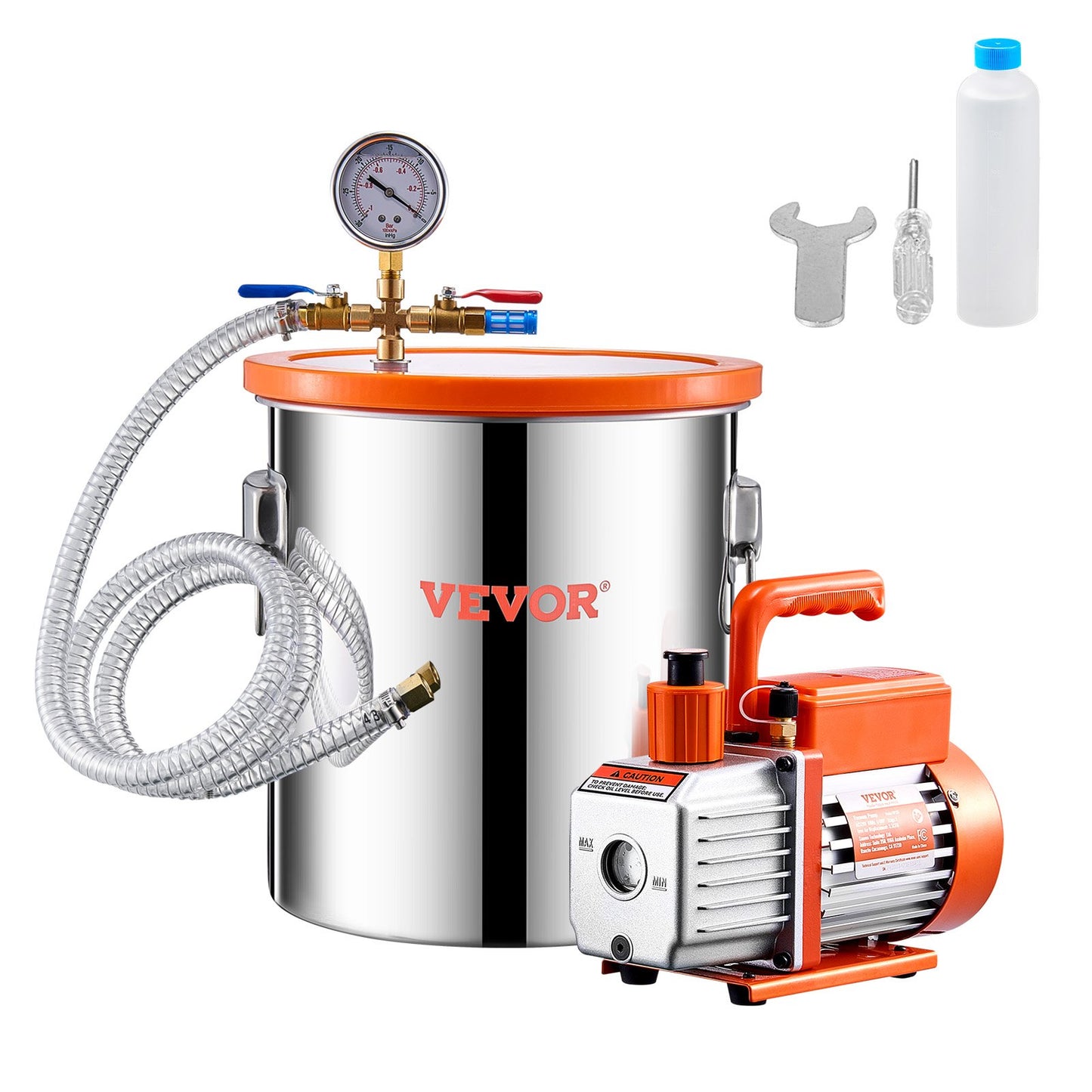 5 gallon vakuumkammare 3.5CFM enstegs pumpavgasningskammaresats