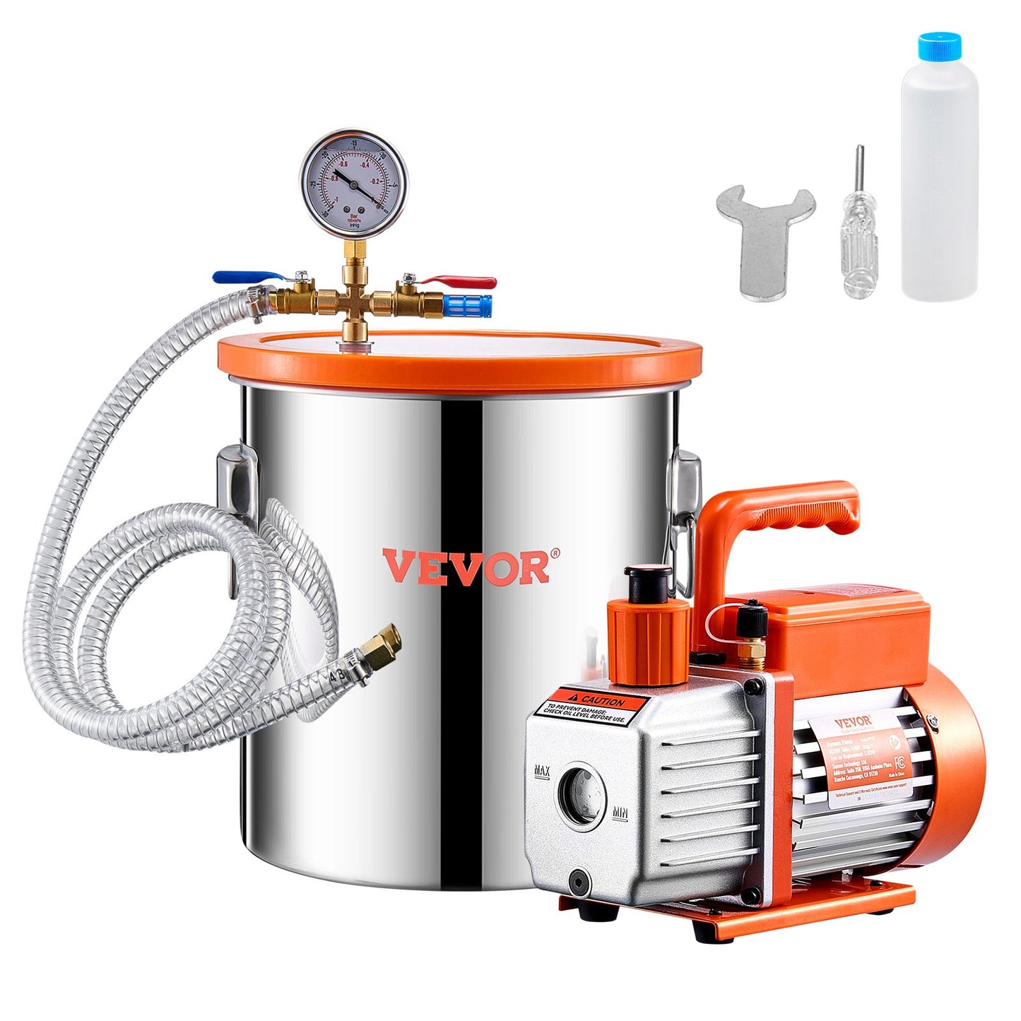 5 gallon vakuumkammare 3.5CFM enstegs pumpavgasningskammaresats