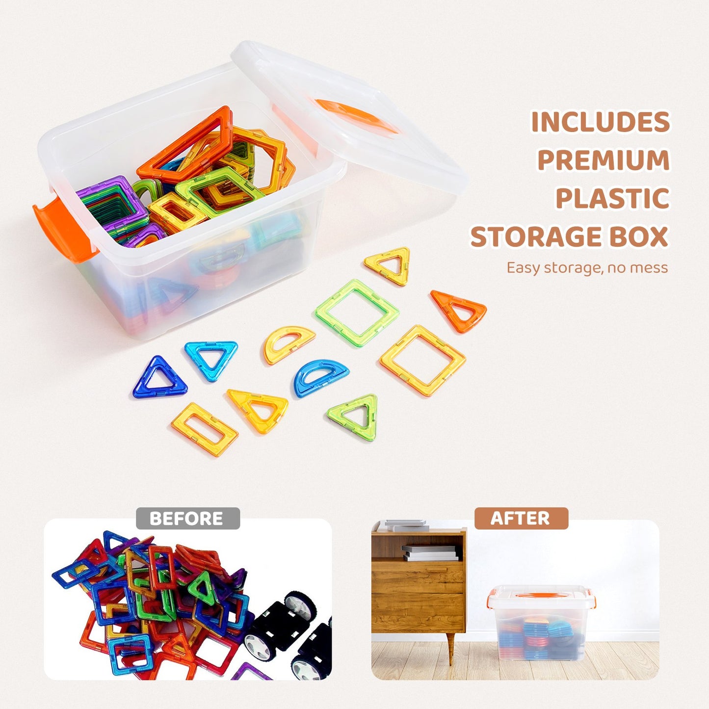 Magnetiska plattor Magnetisk byggleksak 123 ST Magnetblock för barn 3D-set