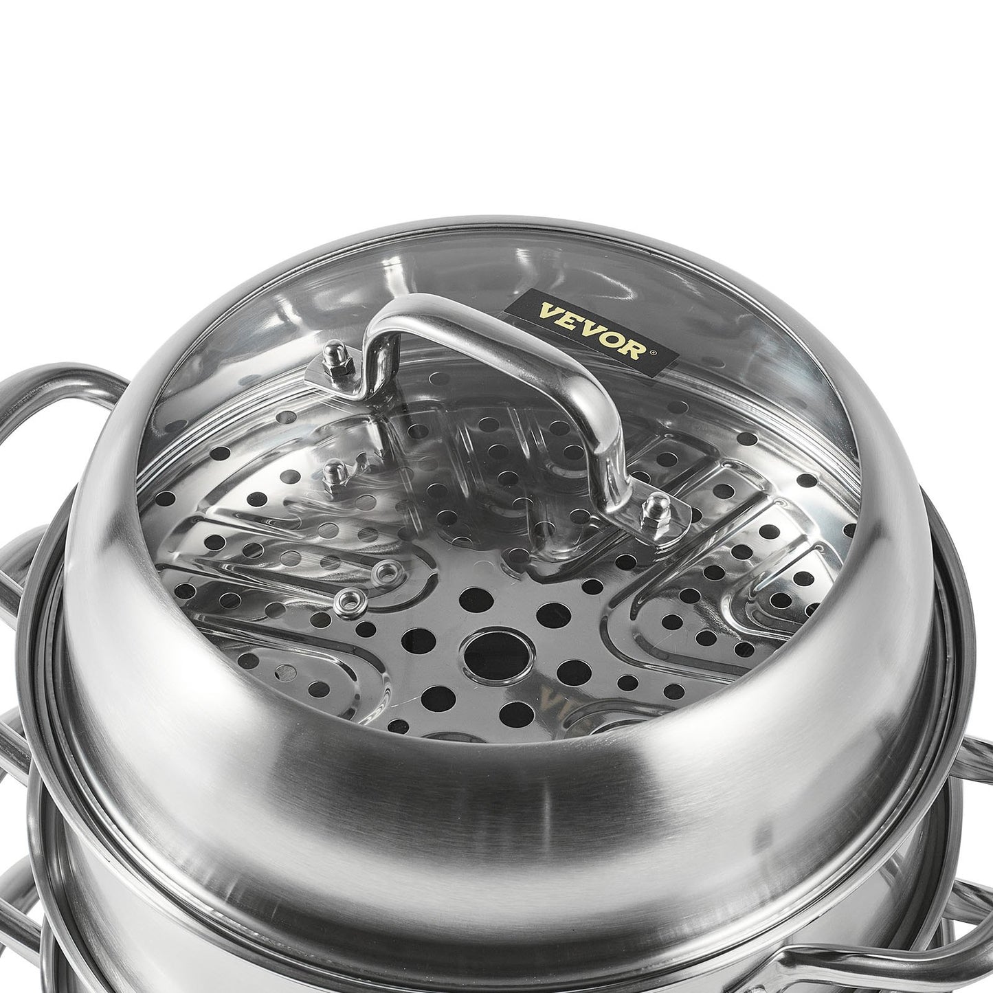 Dumpling Steamer Rostfritt stål 5 Titers Rostfri Steel Steamer Work For Cooking 30cm/11,8inch Food Steamer Pot med gas Elektrisk Grill spis (Dia 30cm)