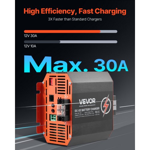 12V 30A DC till DC-laddare Batteriladdare 375W för bly-syra litium AGM
