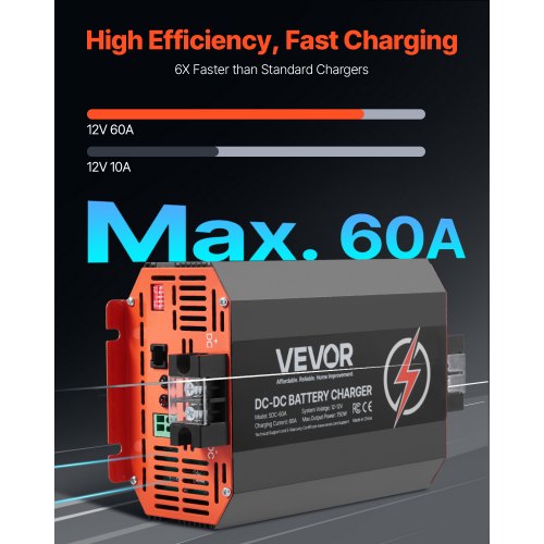 12V 60A DC till DC-laddare Batteriladdare 750W för bly-syra litium AGM