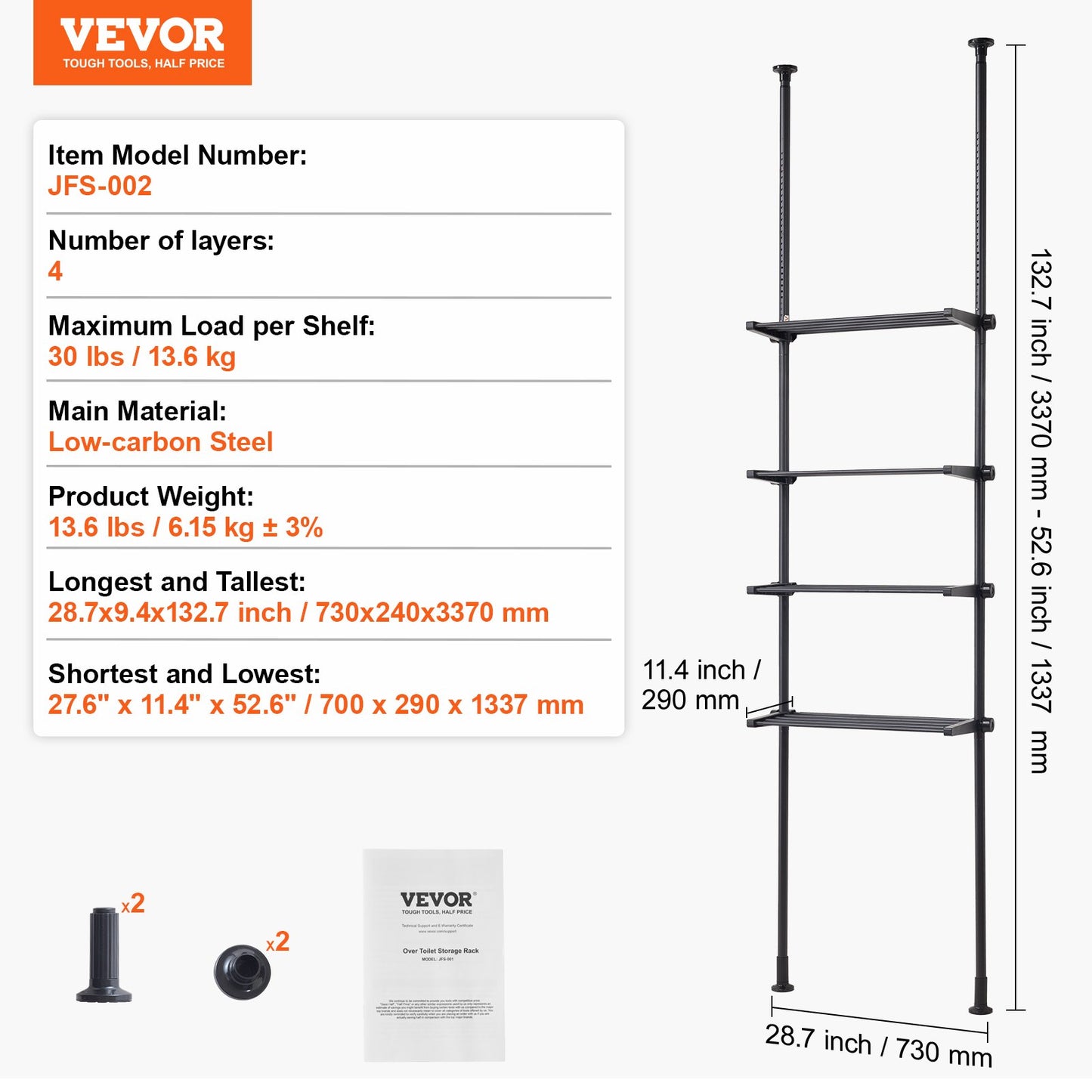 Över toaletten Förvaring 4-vånings badrum Hylla Rack Space Saver Organizer