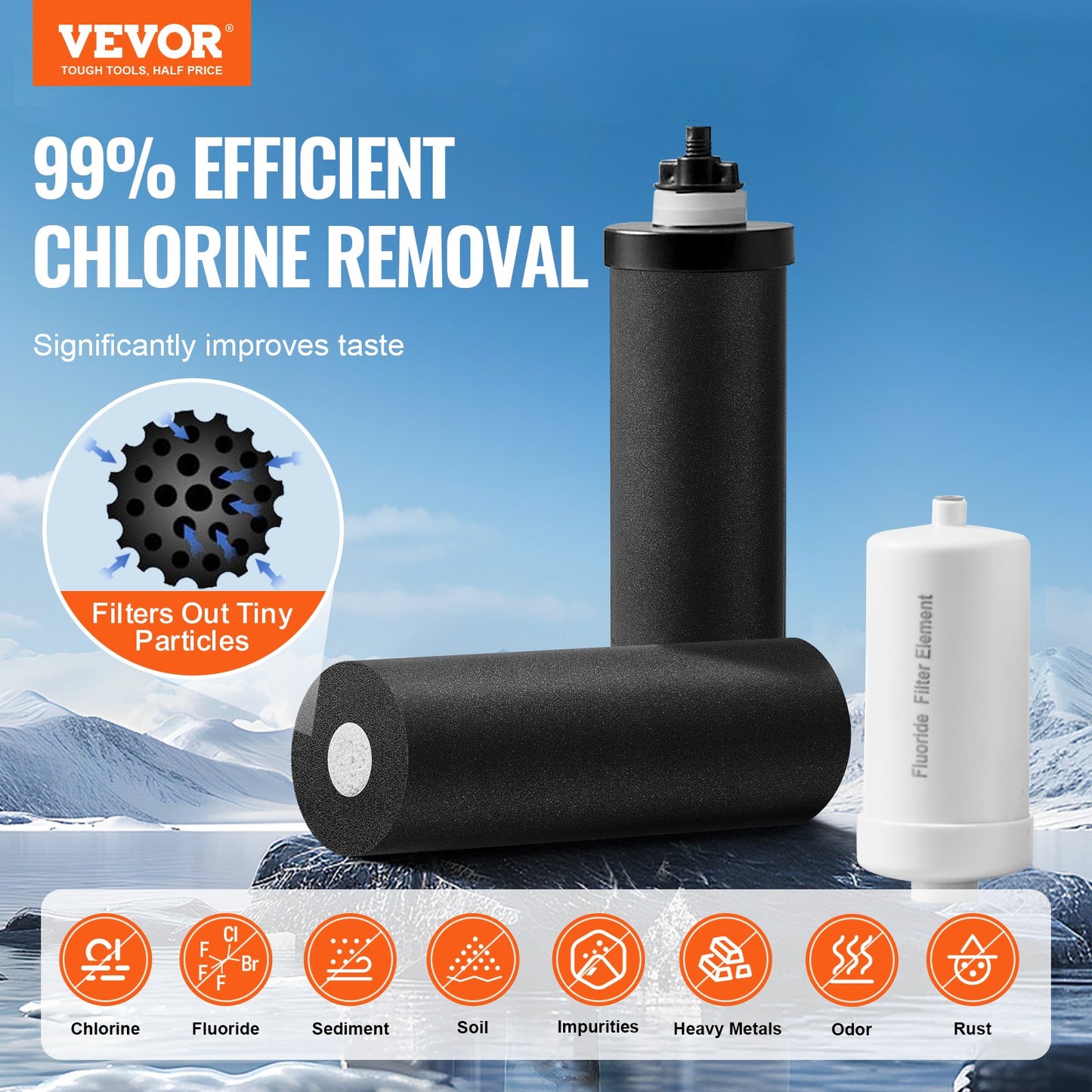 2.25G Gravity-matat vattenfilter bänkskivasystem rostfritt stål 4 filter