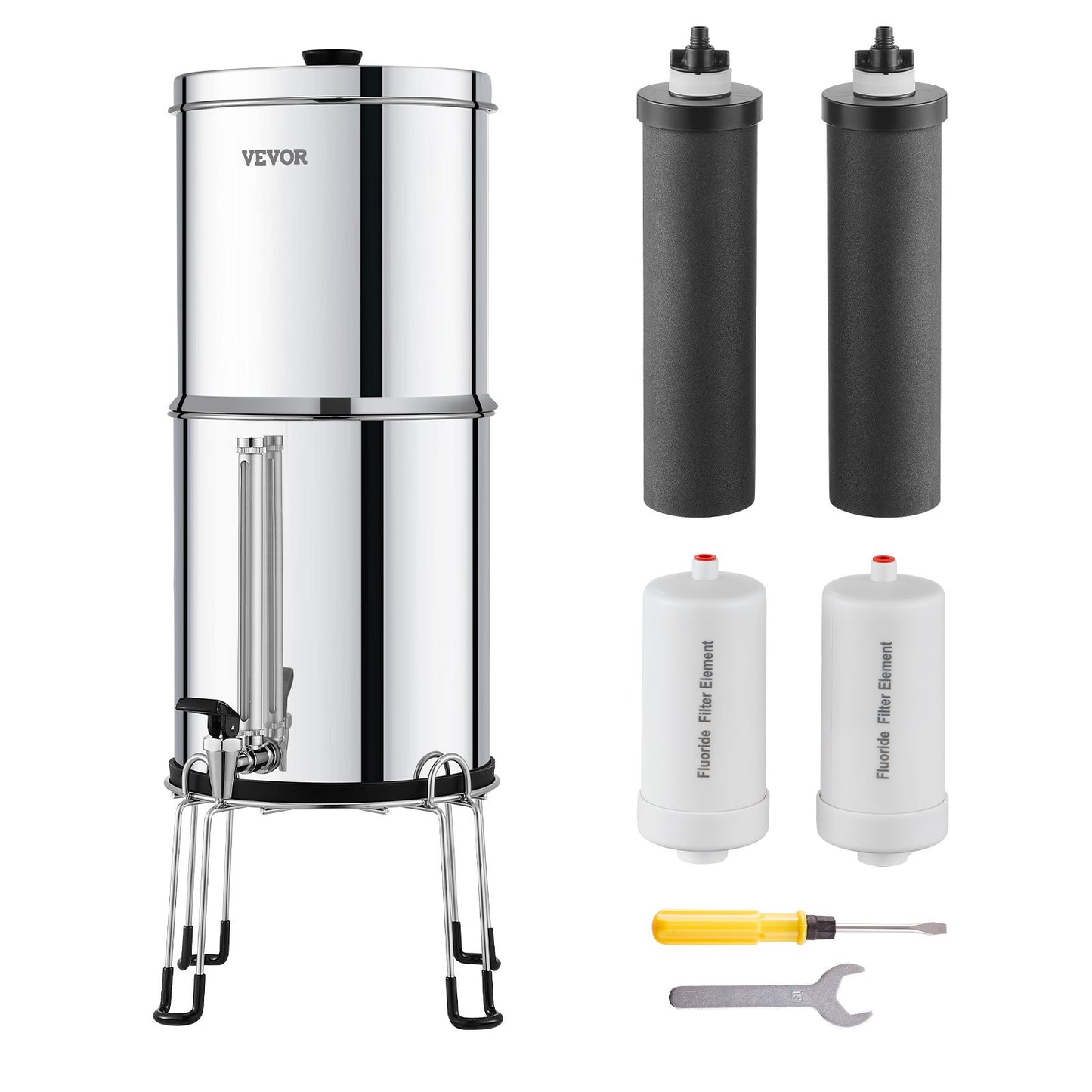 2.25G Gravity-matat vattenfilter bänkskivasystem rostfritt stål 4 filter
