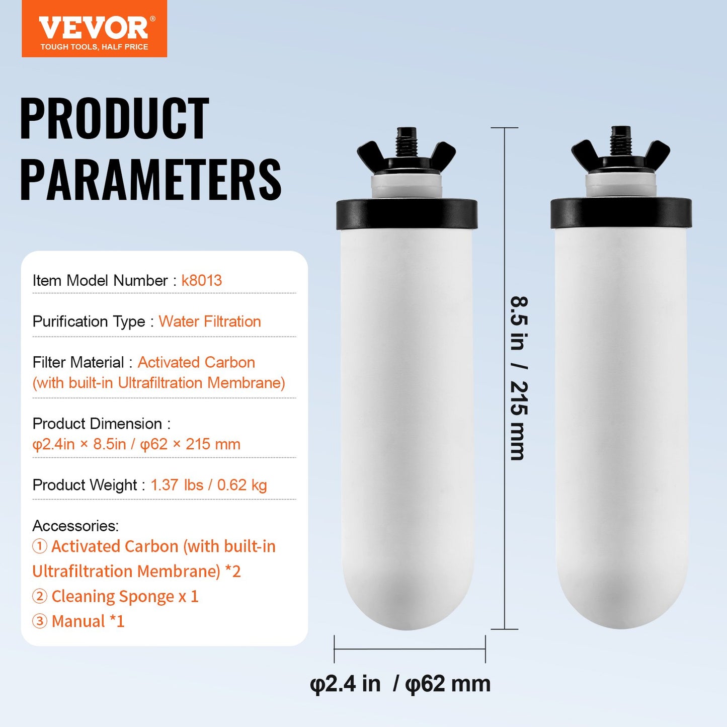 Reningsvattenfilterbyte för Gravity Filter System 2 Pack