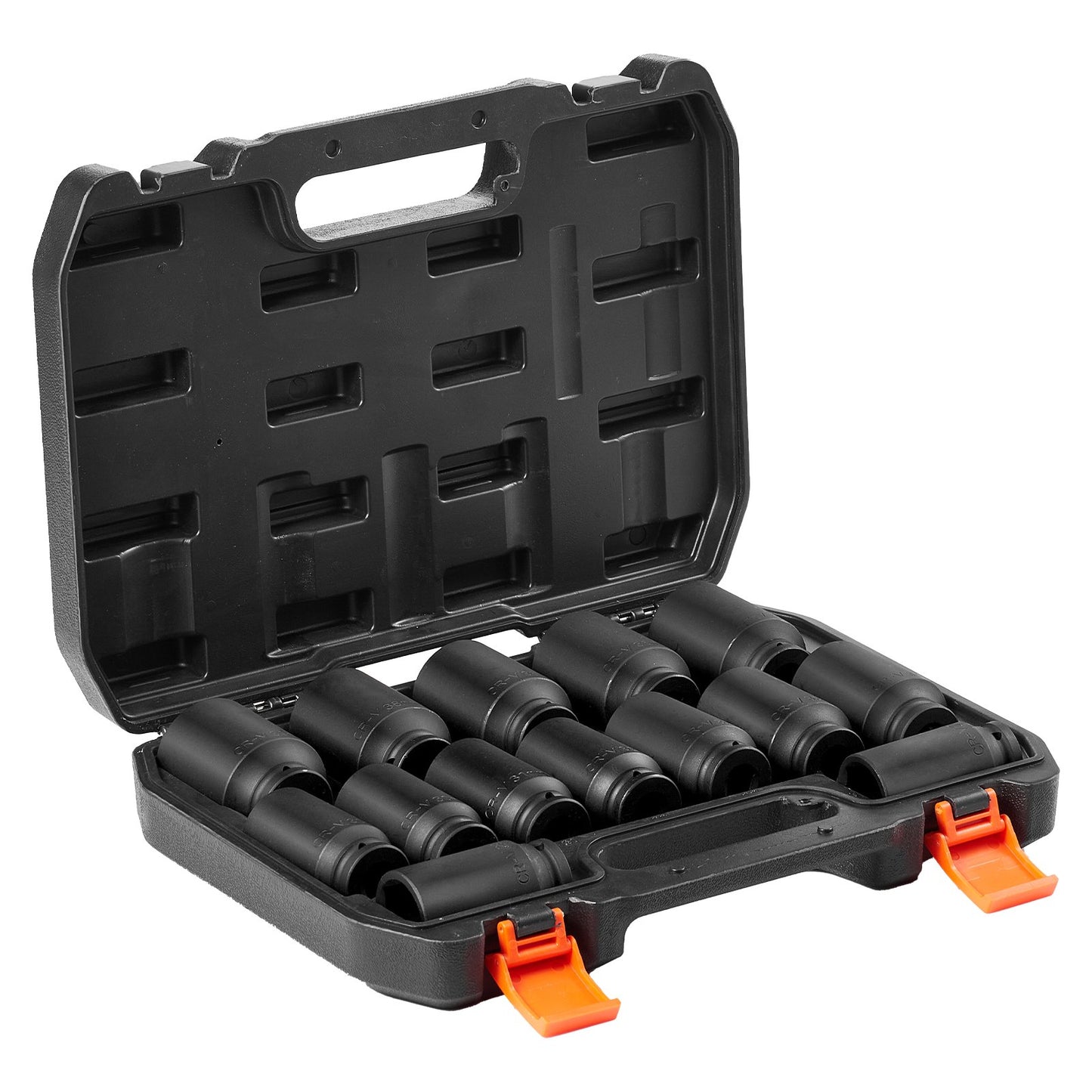 Shaft Nut Impact Socket Set 1/2" Drive Deep 6+12-Points 14PCS Metric Socket