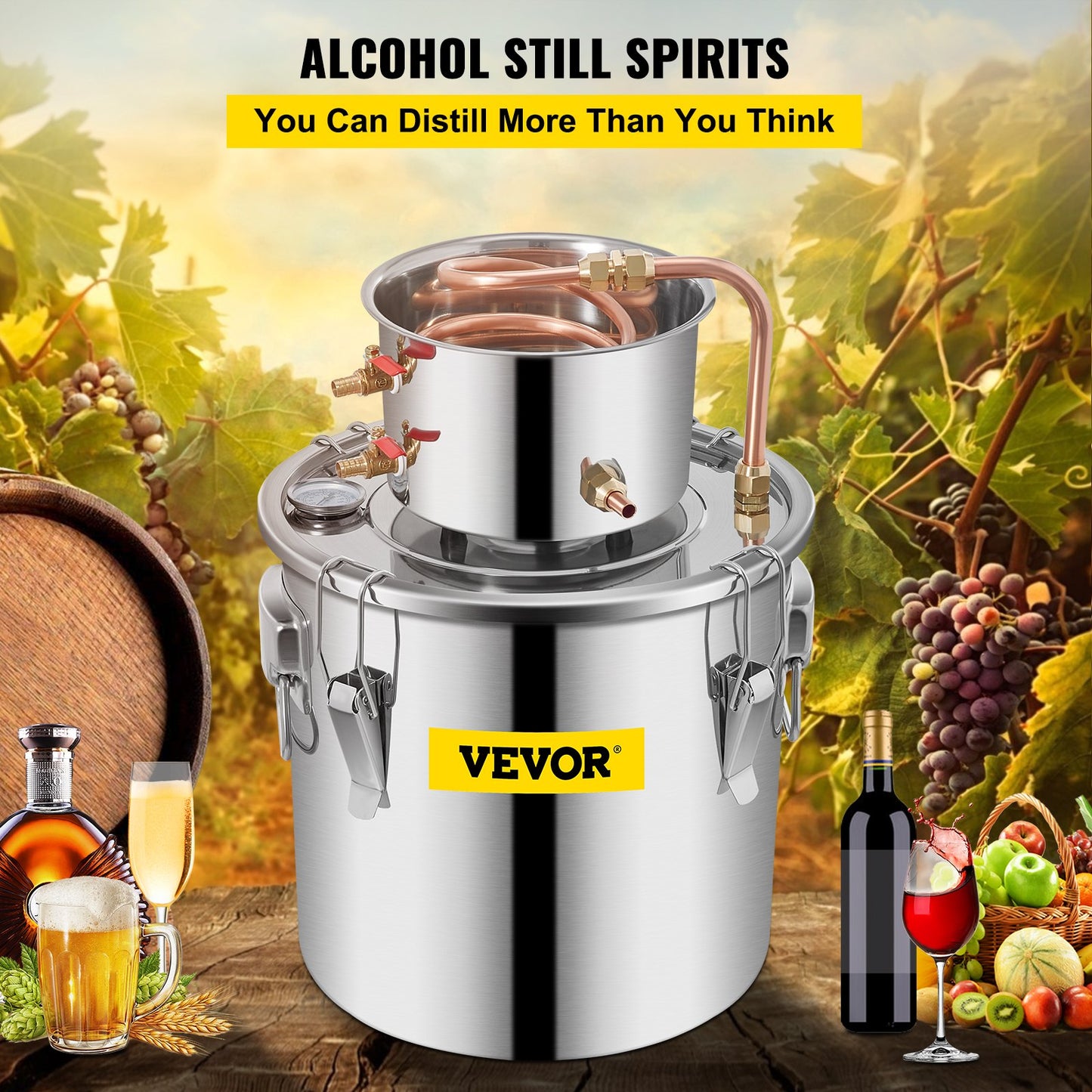 Moonshine Still Distillery Kit 3,3 Gal Water Essential Oil Destillation Kit med vattenpump