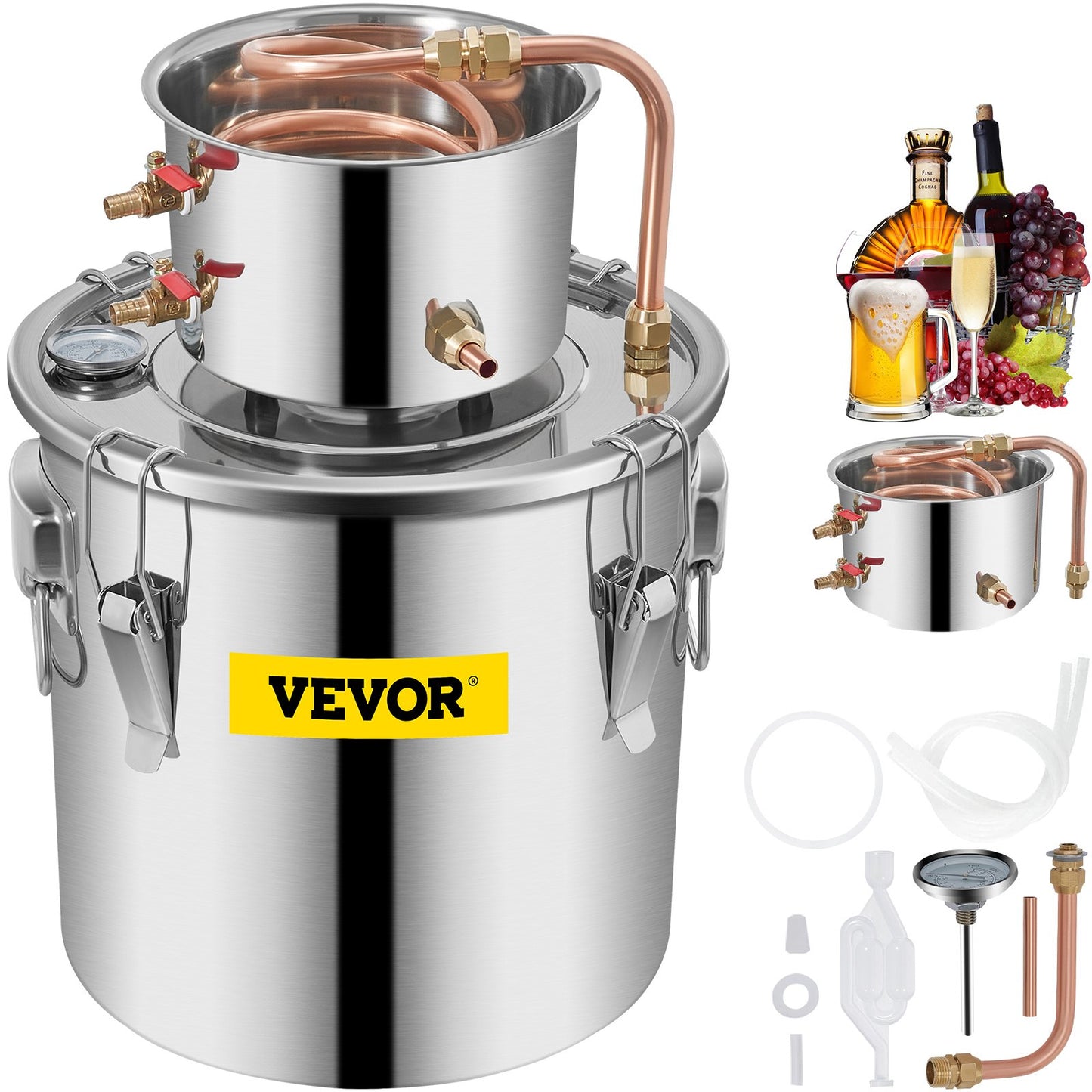 Moonshine Still Distillery Kit 3,3 Gal Water Essential Oil Destillation Kit med vattenpump