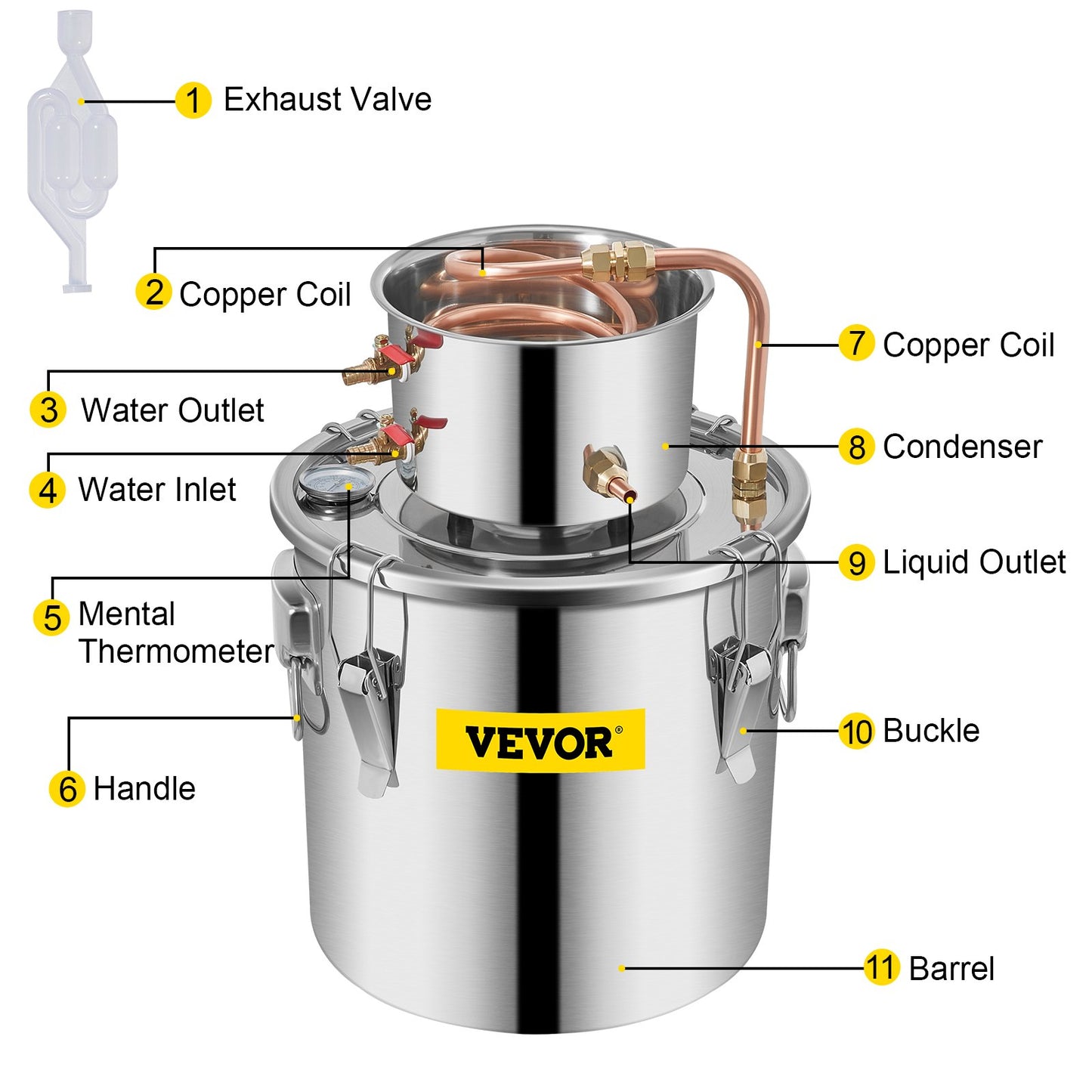 Moonshine Still Distillery Kit 3,3 Gal Water Essential Oil Destillation Kit med vattenpump