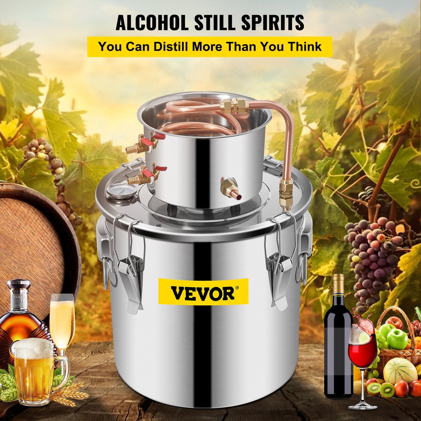 Vevor Moonshine Still Distillery Kit 5.5Gal Essential Oil Distillation Kit with Water Pump