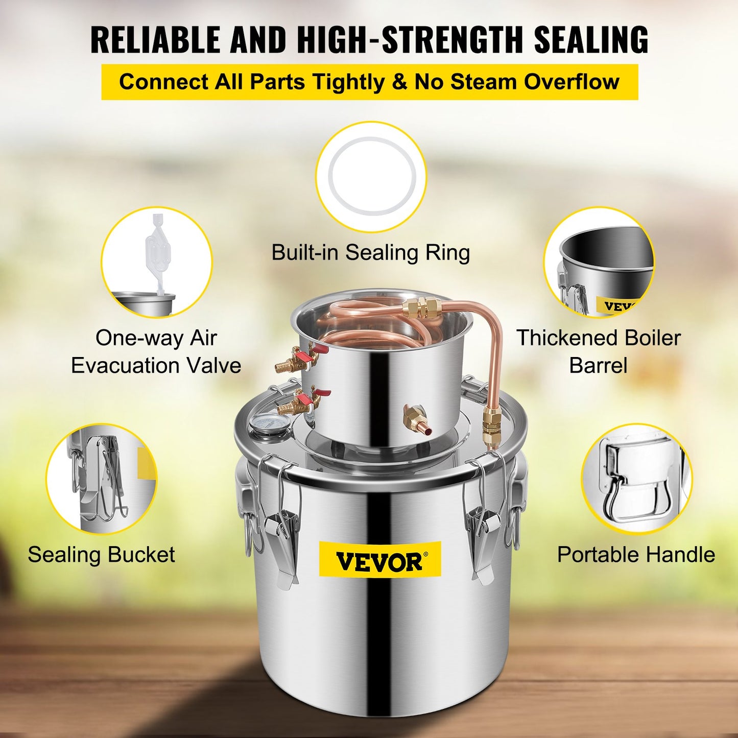 Vevor Moonshine Still Distillery Kit 5.5Gal Essential Oil Distillation Kit with Water Pump