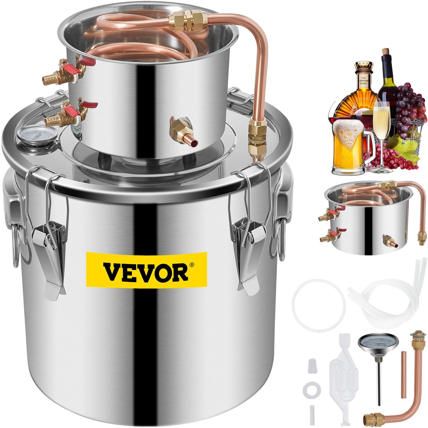 Vevor Moonshine Still Distillery Kit 5.5Gal Essential Oil Distillation Kit with Water Pump