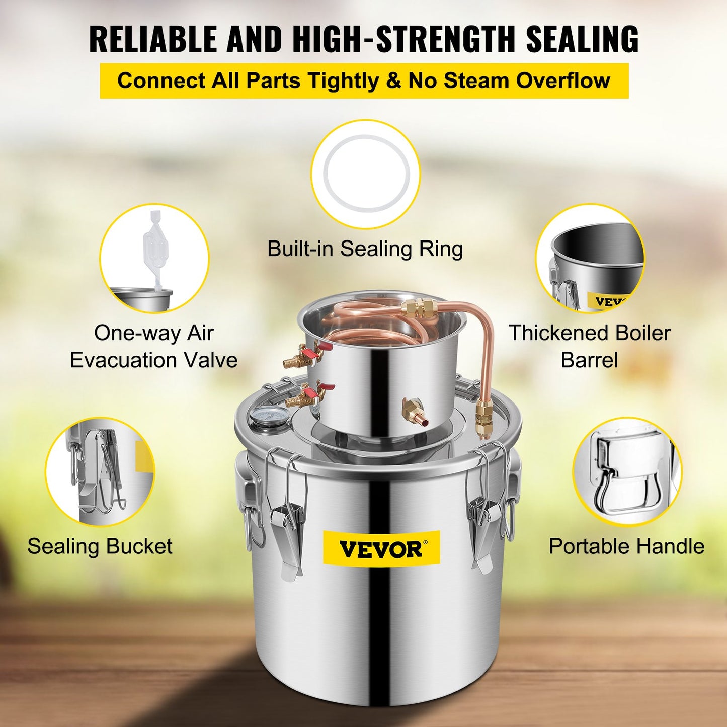 Vevor Moonshine Still Distillery Kit 9,6G Ätherisches Öl Destillationsset mit Wasserpumpe