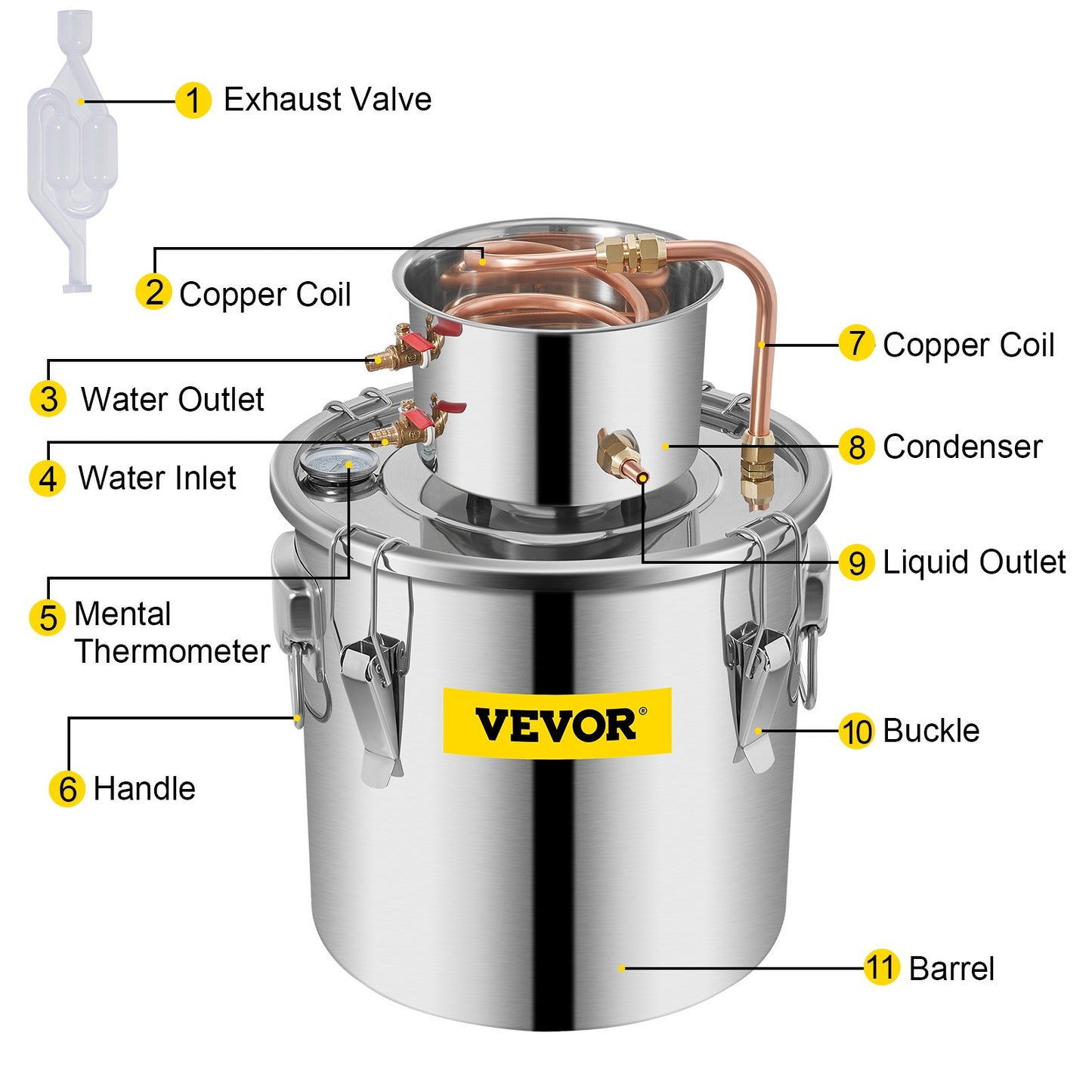 Vevor Moonshine Still Distillery Kit 9,6G Ätherisches Öl Destillationsset mit Wasserpumpe