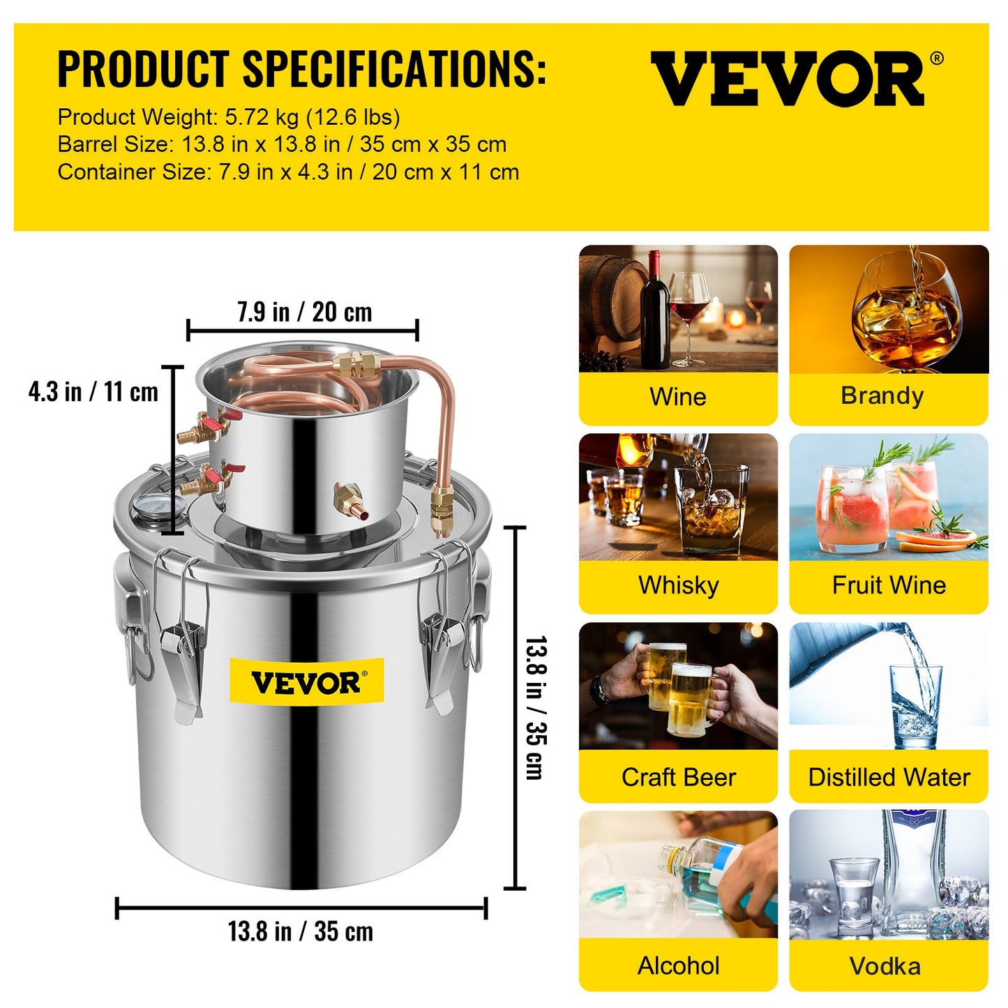 8.5 UK Gal Hemmabruk Moonshine Still Brewing Rostfritt stål destilleringsutrustning