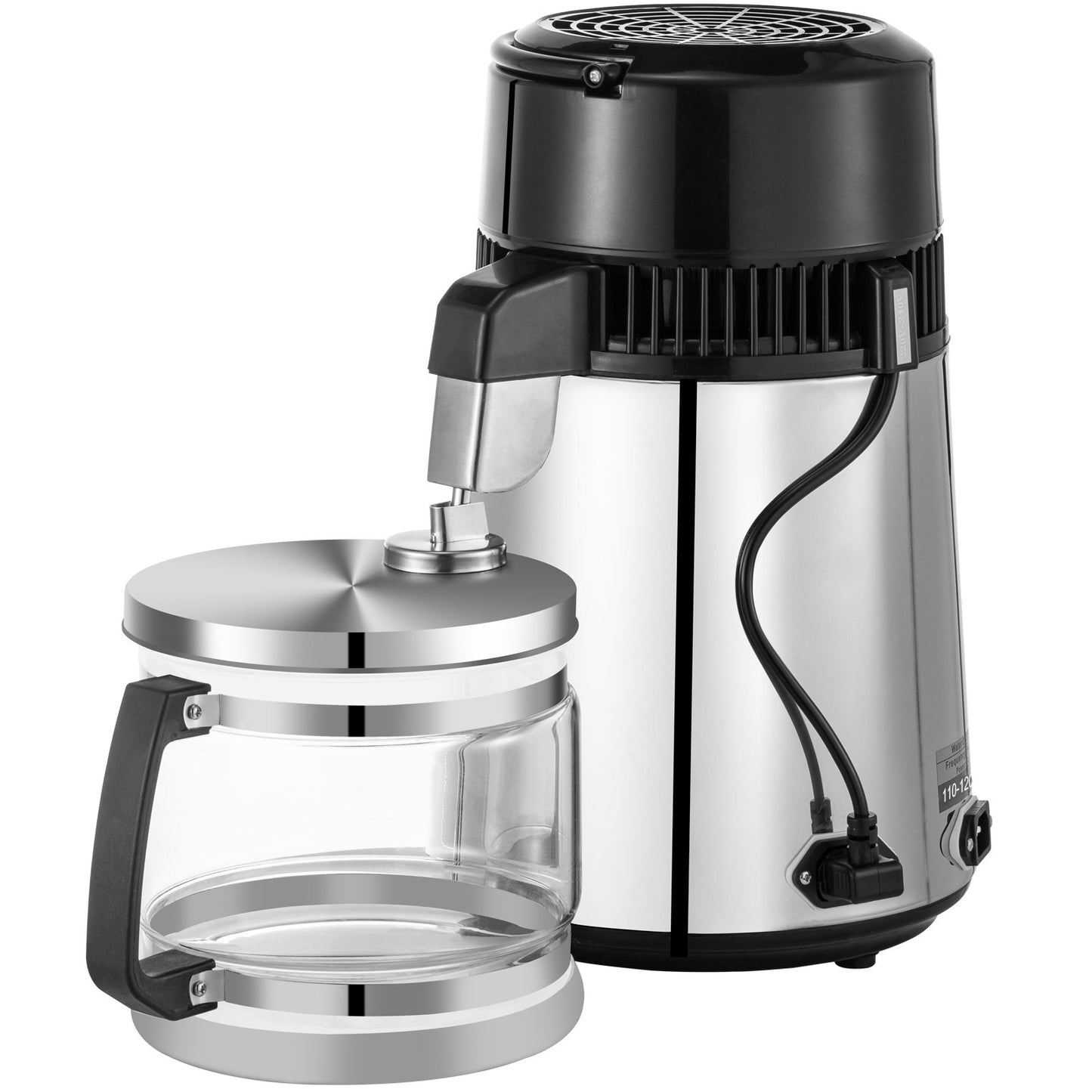 Silbernes Wasserdestilliergerät, 750 W, Wasserdestilliergerät mit einstellbarer Temperatur, 4 l, Weinherstellungsset, Brauset, Innendestilliergerät aus Edelstahl mit einstellbarer Temperatur für die Küche zu Hause