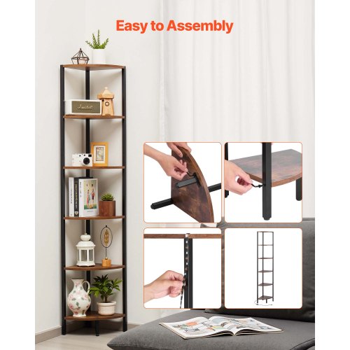 6-tier corner shelf tall corner rack with LED light narrow display shelf