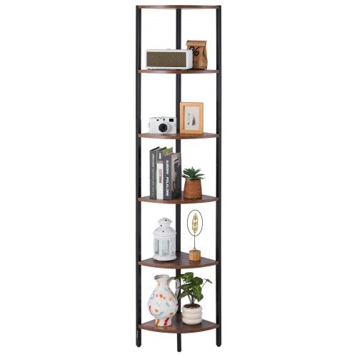 6-tier corner shelf tall corner rack with LED light narrow display shelf