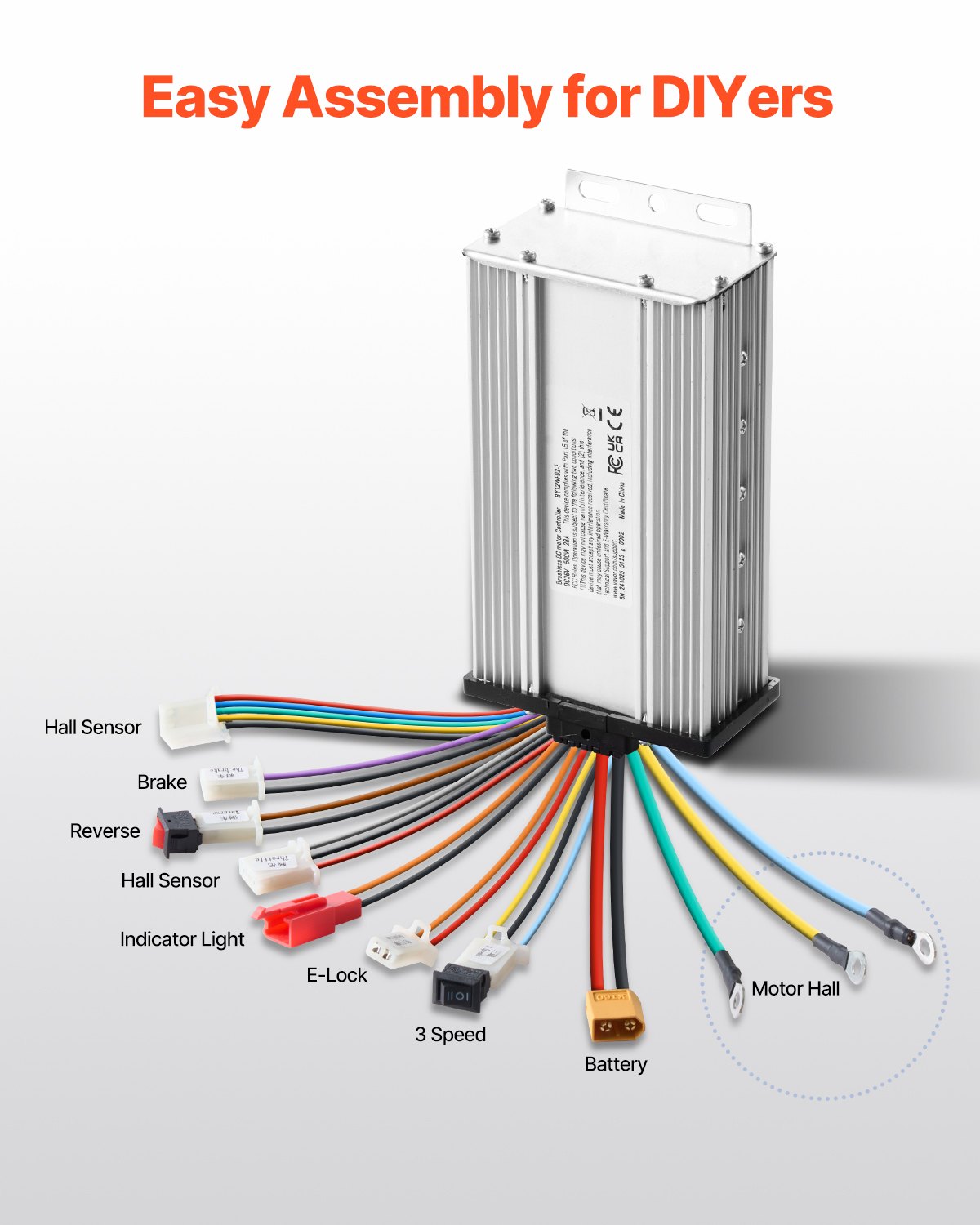500 W elektrischer bürstenloser Gleichstrommotor-Bausatz, 36 V, 3000 U/min, mit verbessertem Controller
