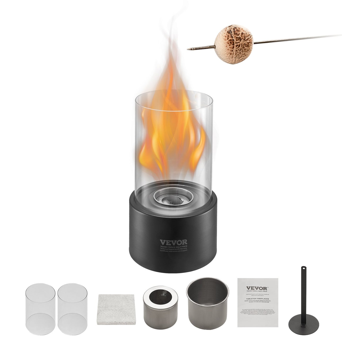 Tabletop Fire Pit 6 Inch Metal Fireplace Indoor Outdoor with Glass