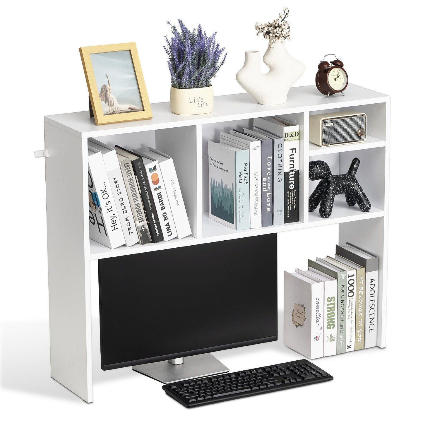 Desktop Bokhylla Vit Desktop Storage Organizer 1-nivå för kontor och hem