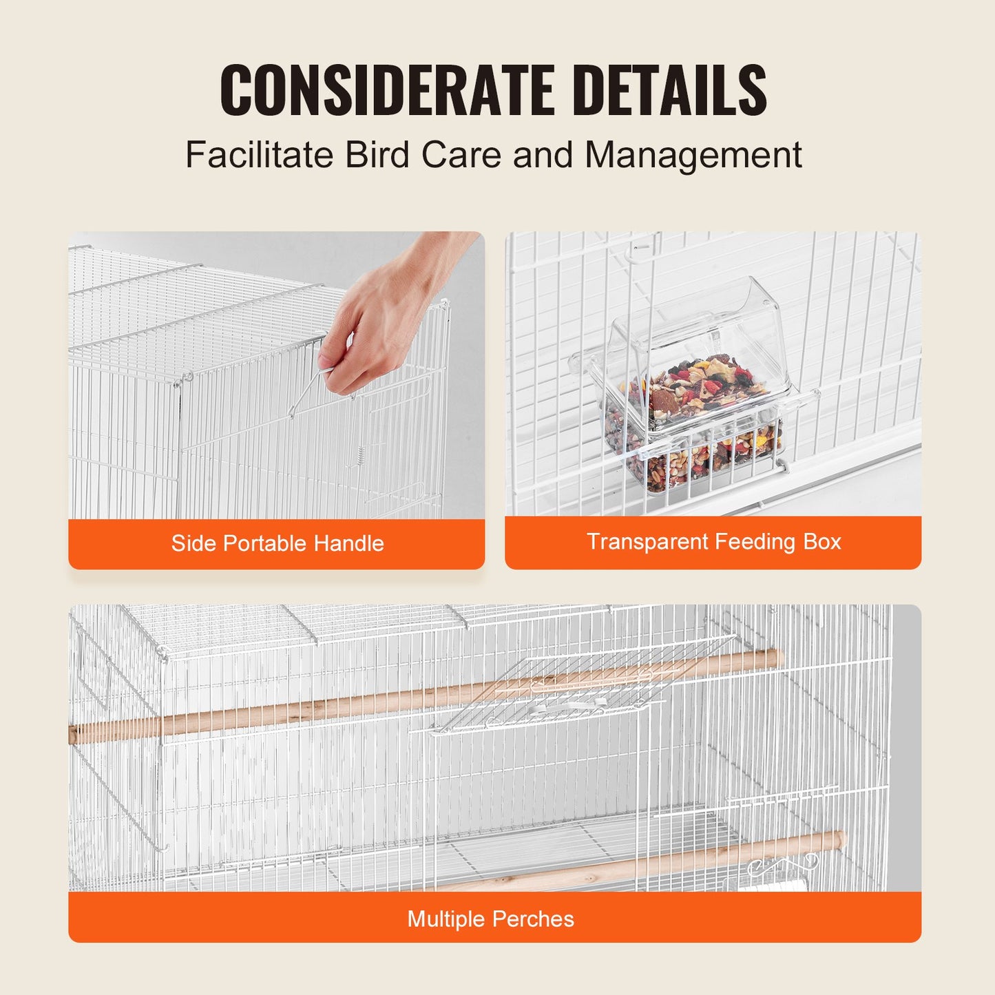 Bird Flight Cage 18 i Small Metal Parakit Cage för Cockatiels White