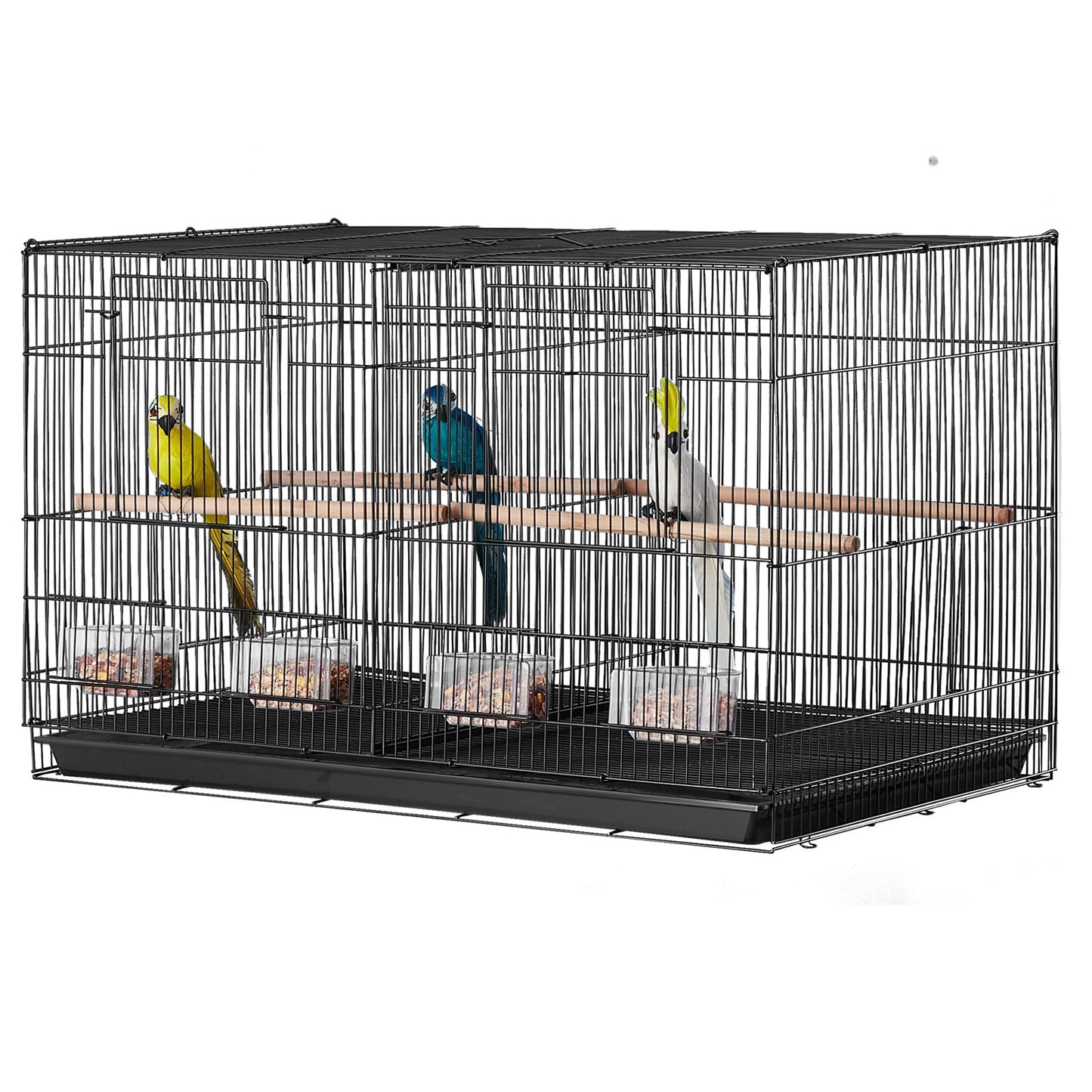 Bird Flight Cage med Divider 18 i Small Metal Parakit Cage Black