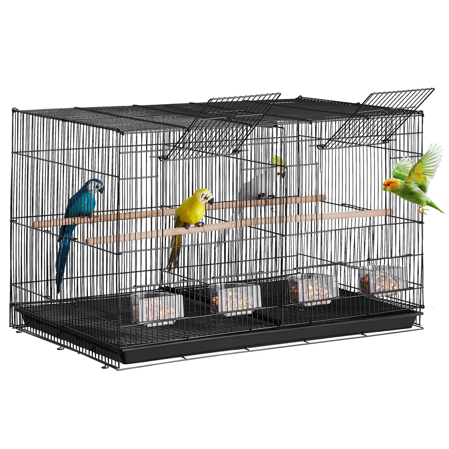 Bird Flight Cage med Divider 18 i Small Metal Parakit Cage Black