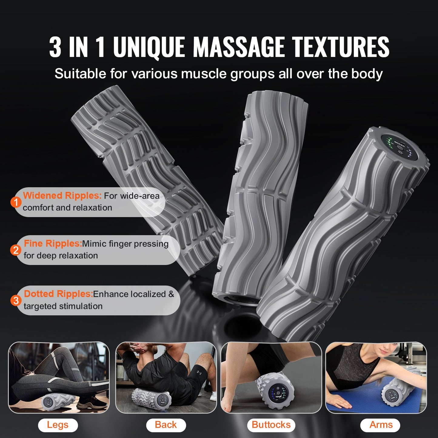 Vibrating Foam Roller 5 intensities & 3 frequencies Electric Foam Roller