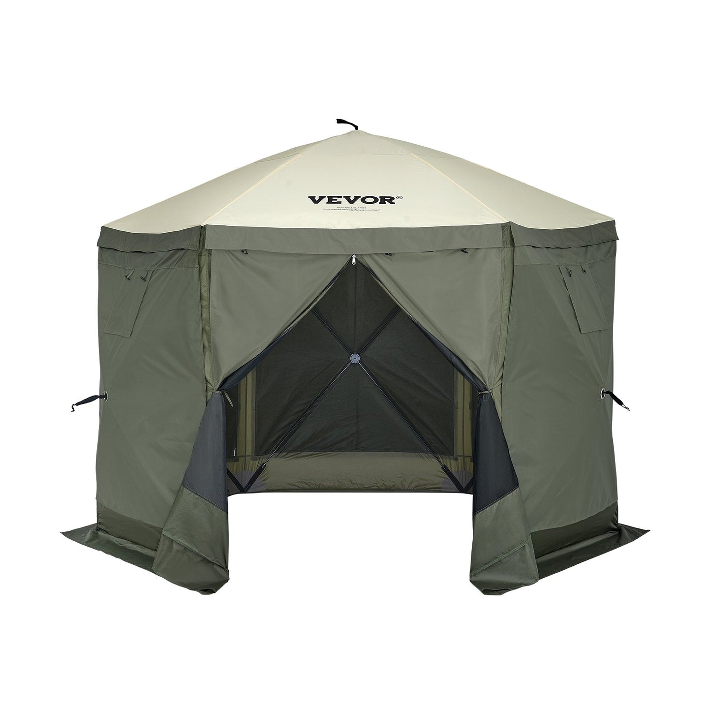 Pop Up Gazebo Tent Pop-Up Screen Tent 6-Sided Canopy Sun Shelter Green