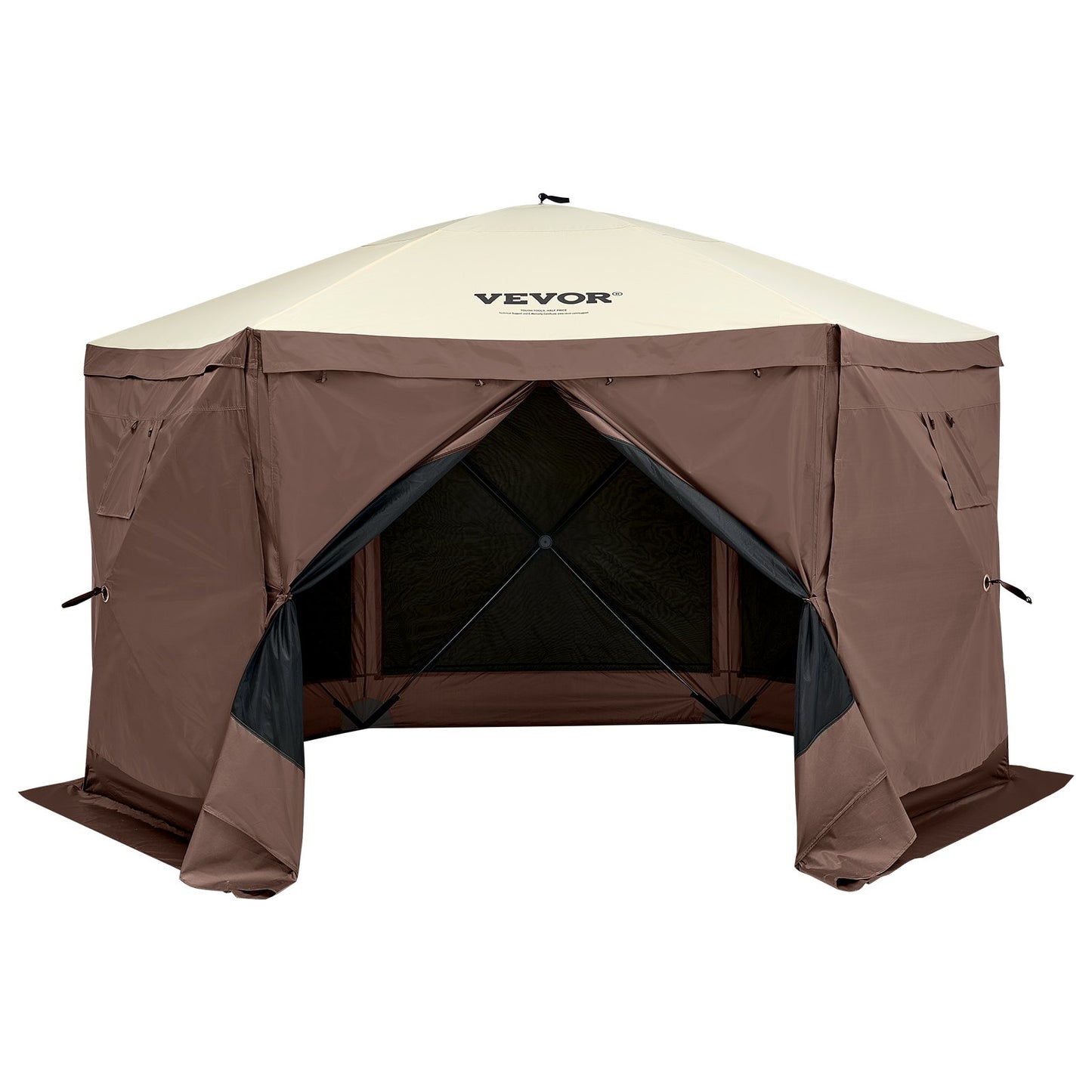 Pop Up Gazebo Tält Pop-Up Screen Tält 6-sidigt skärmtak Sun Shelter Brun