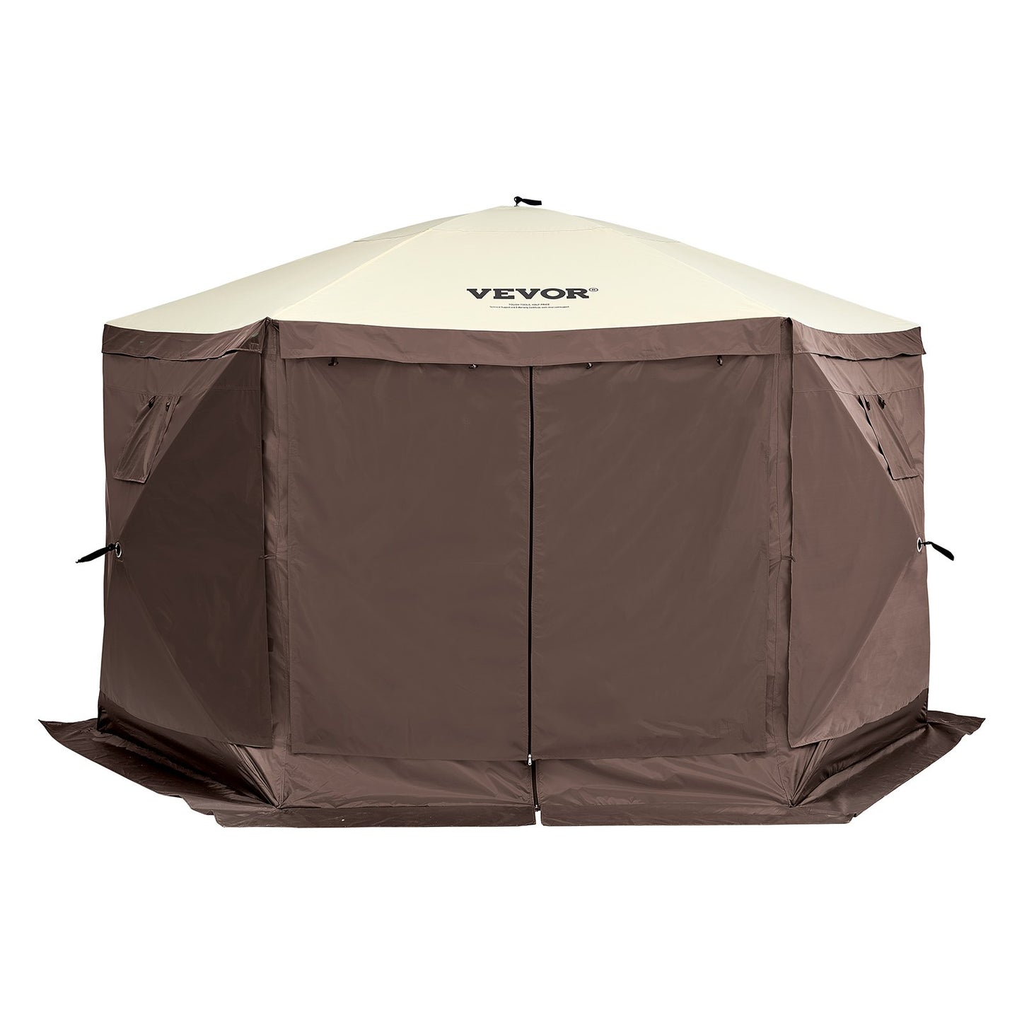Pop Up Gazebo Tält Pop-Up Screen Tält 6-sidigt skärmtak Sun Shelter Brun