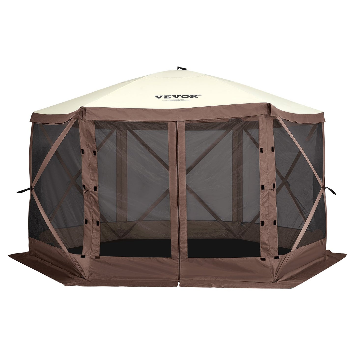 Pop Up Gazebo Tält Pop-Up Screen Tält 6-sidigt skärmtak Sun Shelter Brun