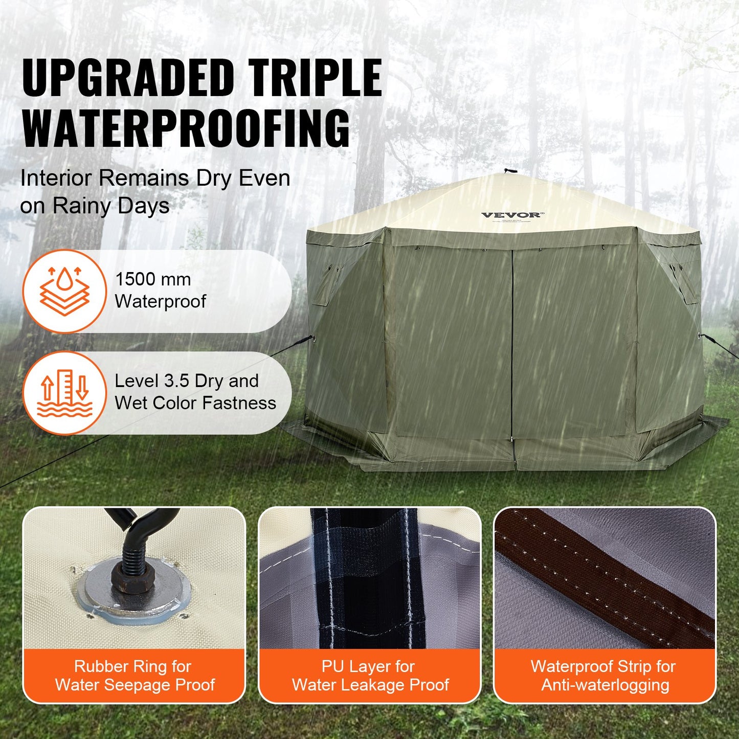Pop Up Gazebo Tent Pop-Up Screen Tent 6-Sided Canopy Sun Shelter Green