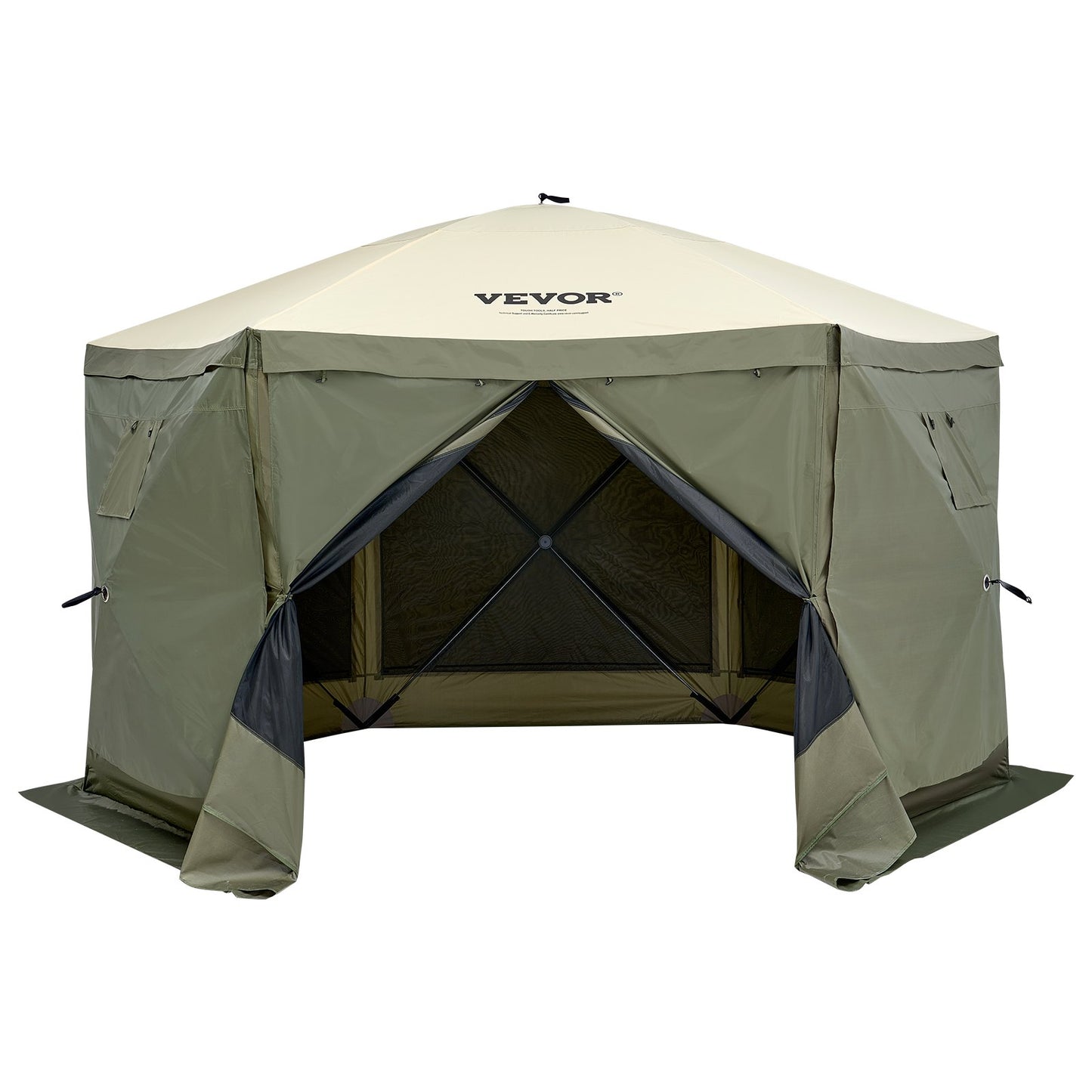 Pop Up Gazebo Tent Pop-Up Screen Tent 6-Sided Canopy Sun Shelter Green