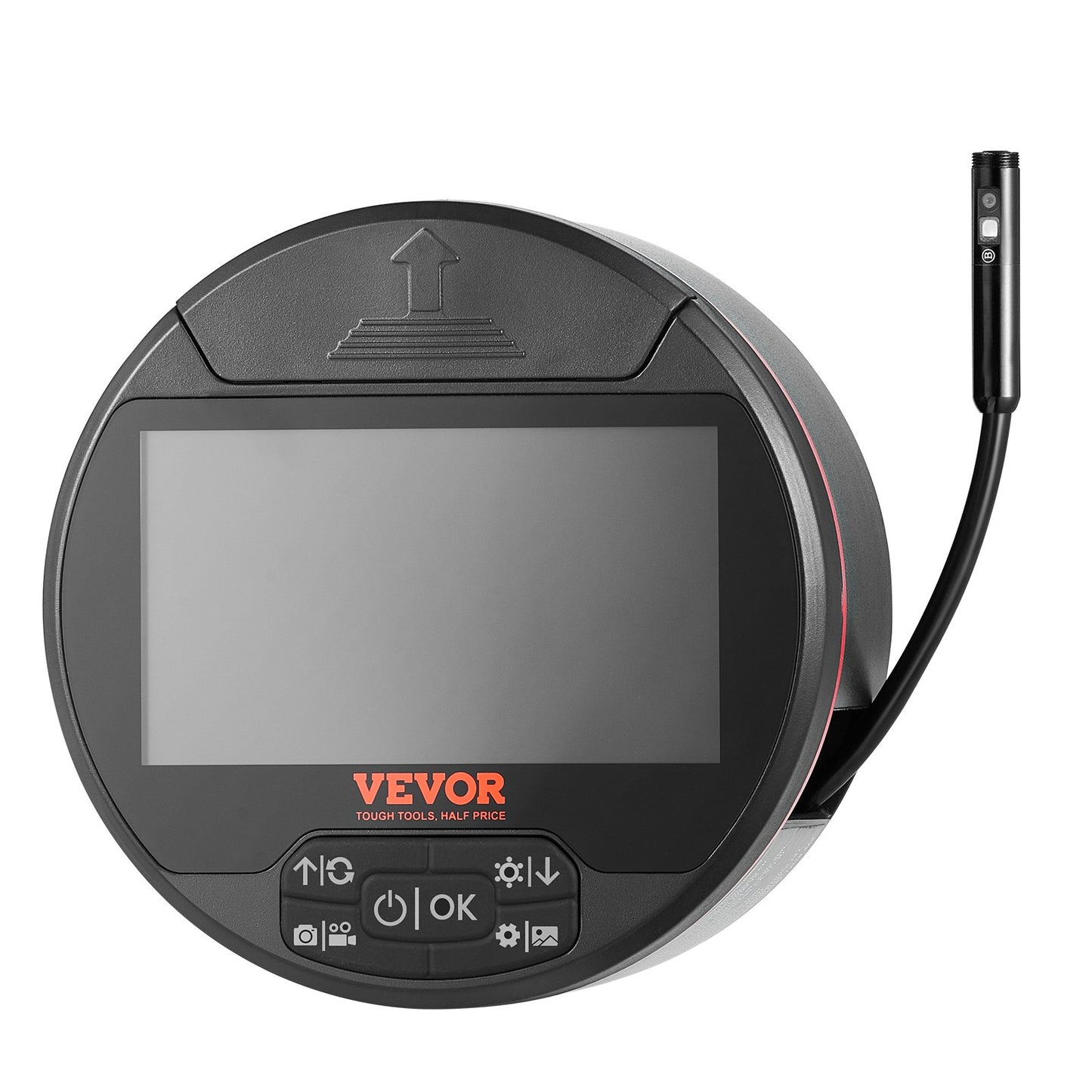Borescope endoskopkamera med tre linser med 4,3" IPS-skärm 8 + 2 lampor