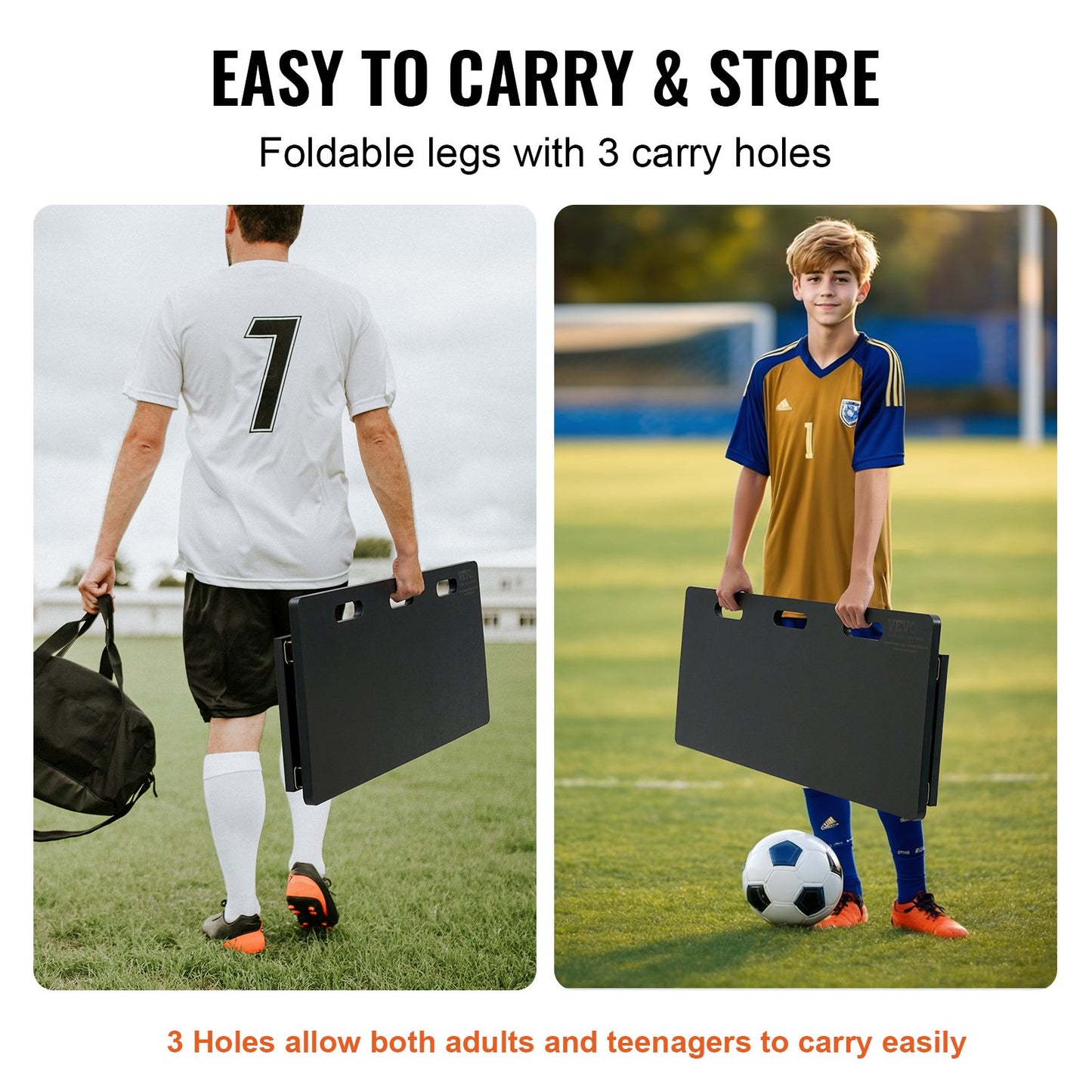 Soccer Rebounder Board, 40"X16" bärbar fotbollsvägg med 2 vinklar Rebound, hopfällbar HDPE Kickback Rebound Board, fotbollsträningsutrustning för barn och vuxna, passnings- och skjutträning