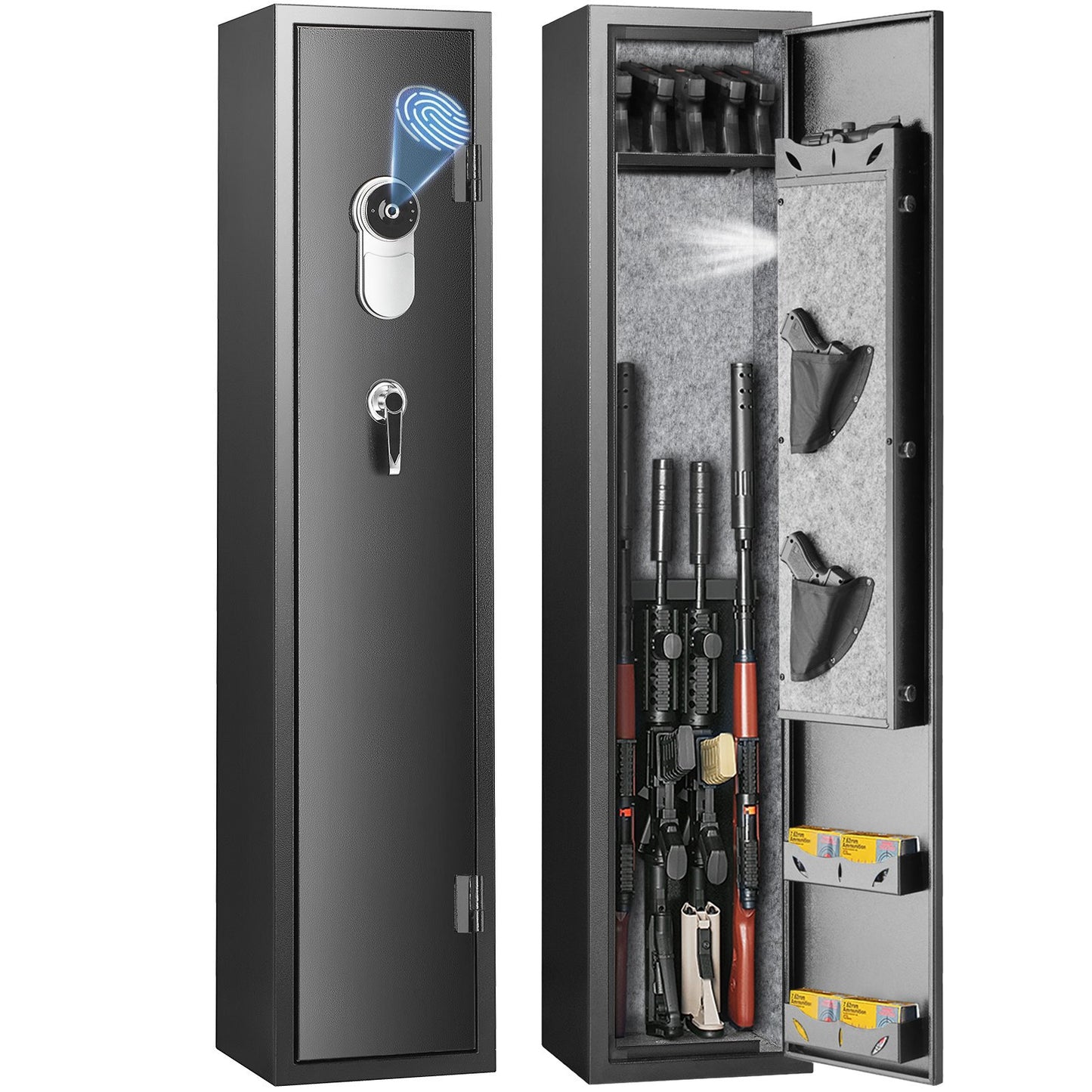 Gun Safe Rifle Safe med fingeravtryckslås för 5 gevär och 4 pistoler