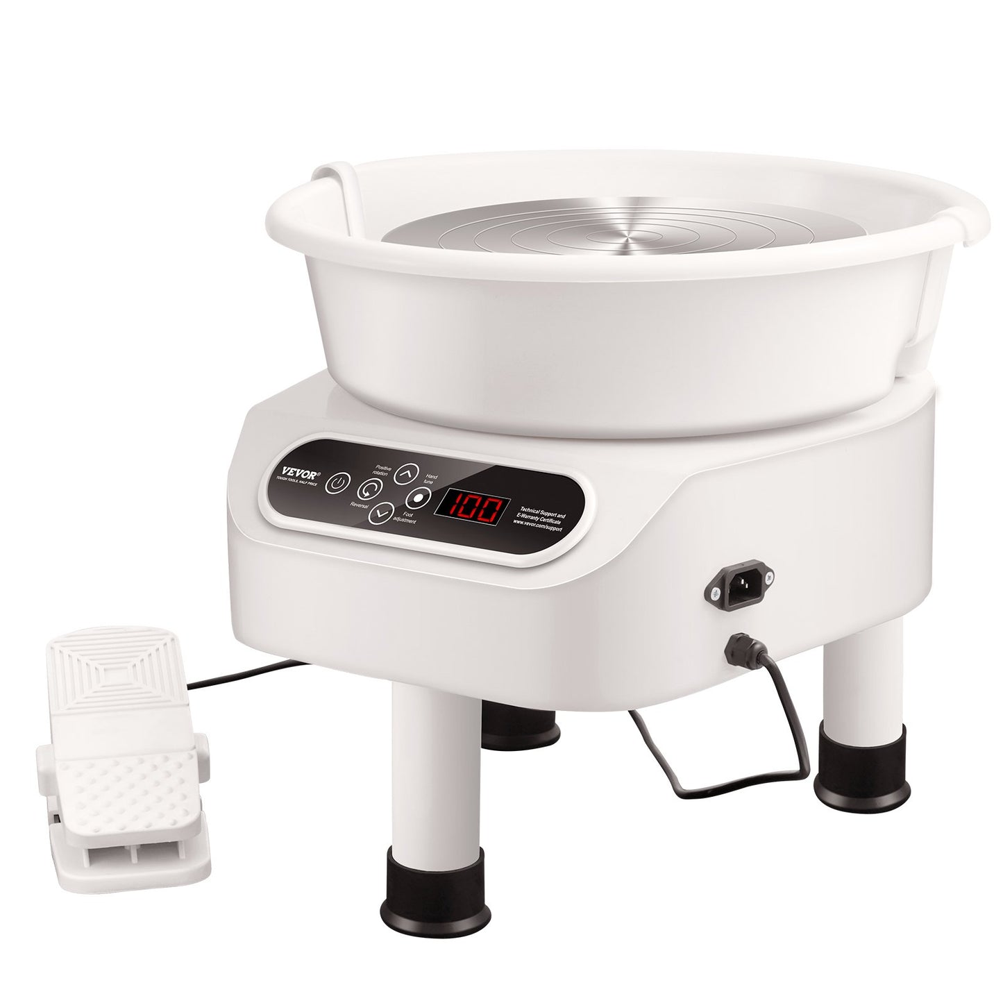 Pottery Wheel, 11 inch Pottery Forming Machine, 450W Electric Wheel for Pottery with Foot Pedal and LCD Touch Screen, Direct Drive Ceramic Wheel with 3 Support Legs for DIY Art Craft, White