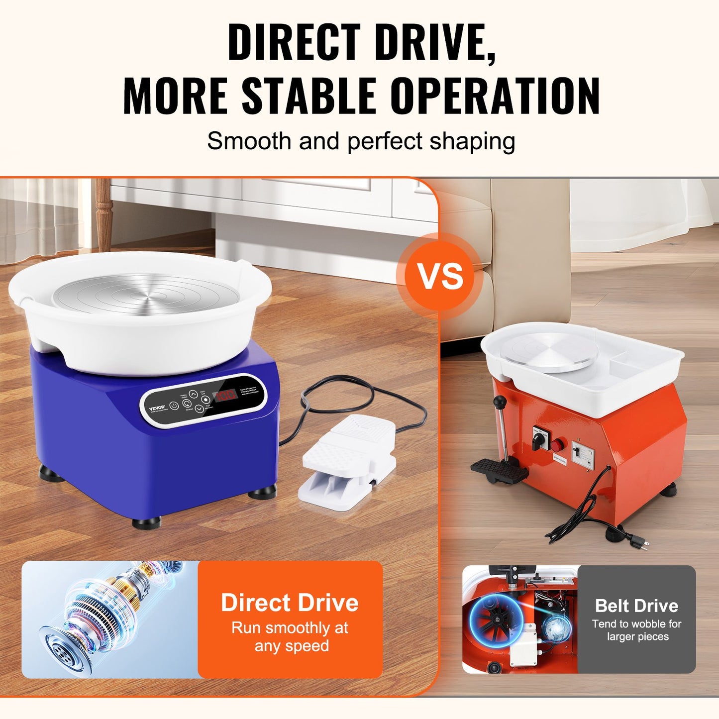 Pottery Wheel 11in Ceramic Wheel Foot Pedal Touch Screen Apron 450W Blue