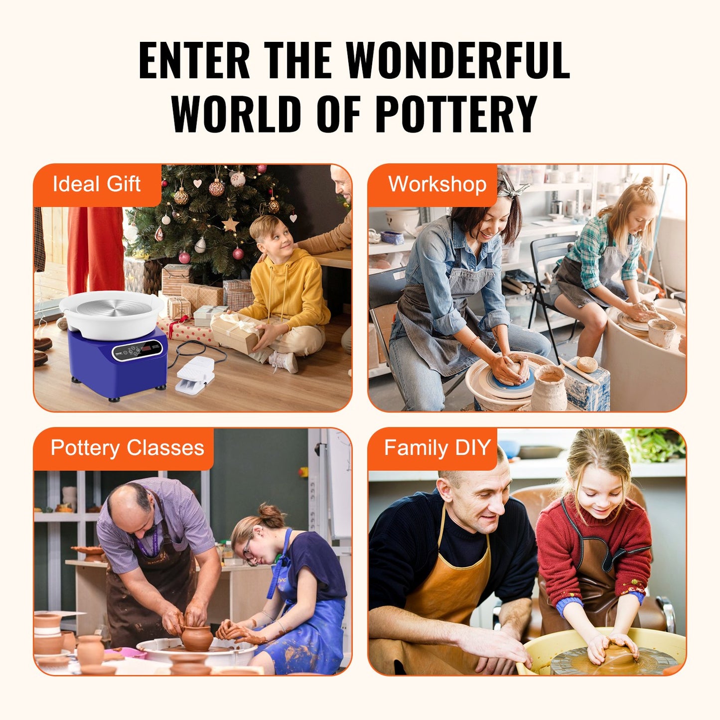 Pottery Wheel 11in Ceramic Wheel Foot Pedal Touch Screen Apron 450W Blue