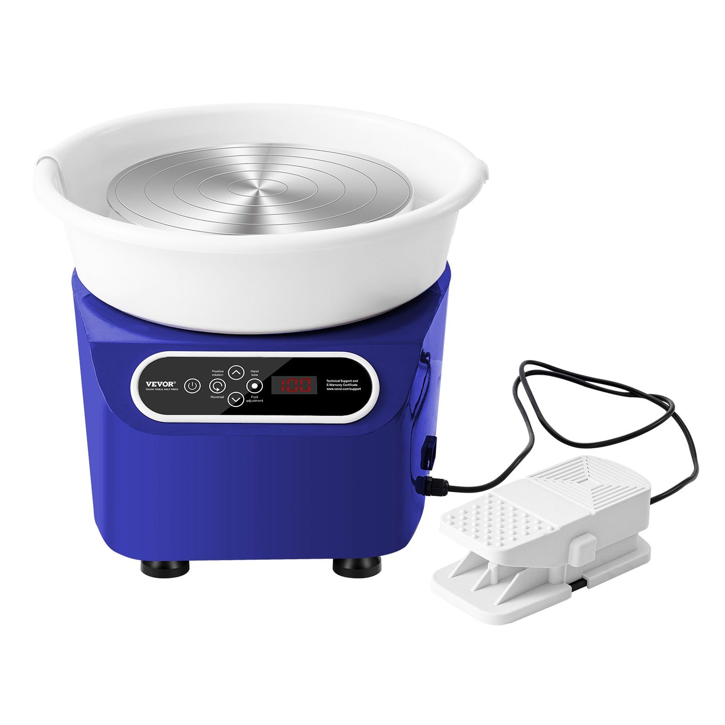 Pottery Wheel 11in Ceramic Wheel Foot Pedal Touch Screen Apron 450W Blue