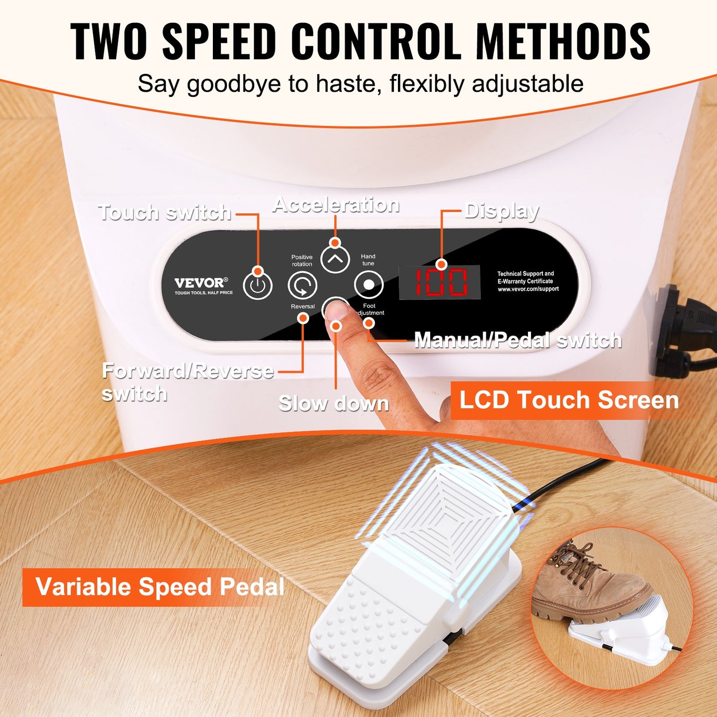 Pottery Wheel 11in Ceramic Wheel Foot Pedal Touch Screen Apron 450W White