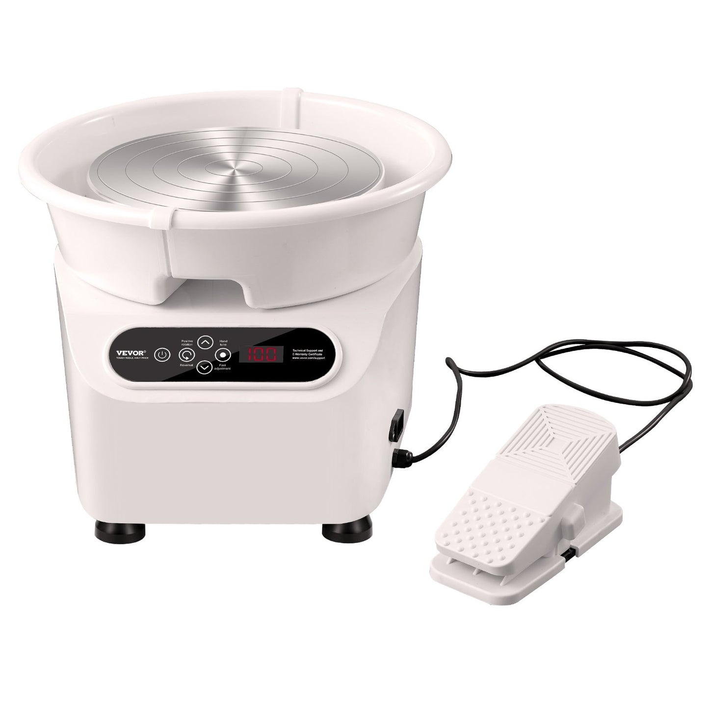 Pottery Wheel 11in Ceramic Wheel Foot Pedal Touch Screen Apron 450W White