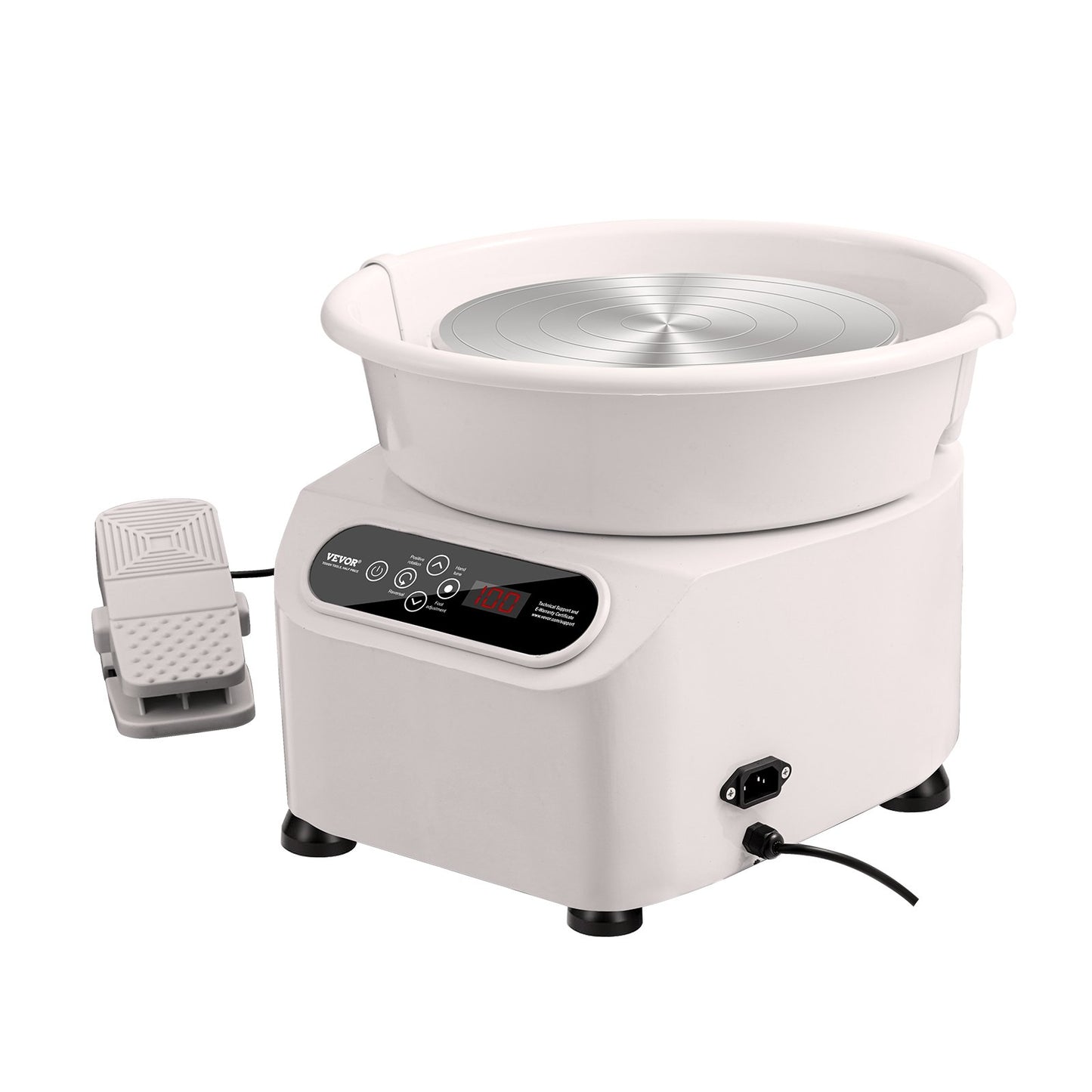 Pottery Wheel 11in Ceramic Wheel Foot Pedal Touch Screen Apron 450W White